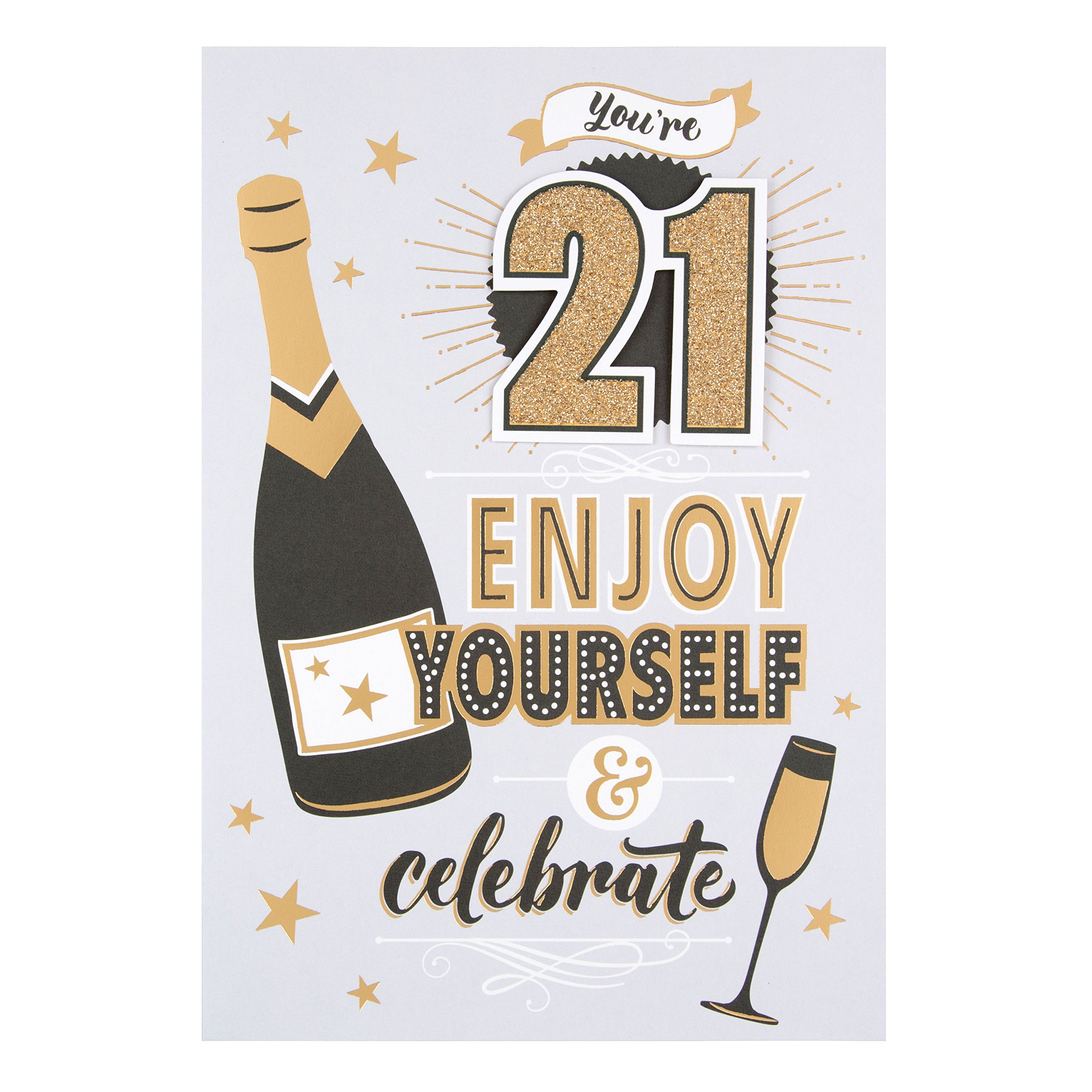 Hallmark 21st Birthday Card 'Enjoy and Celebrate' - Medium Size Greeting Card for Milestone Celebrations | Perfect for Parties, Gifts & Special Moments
