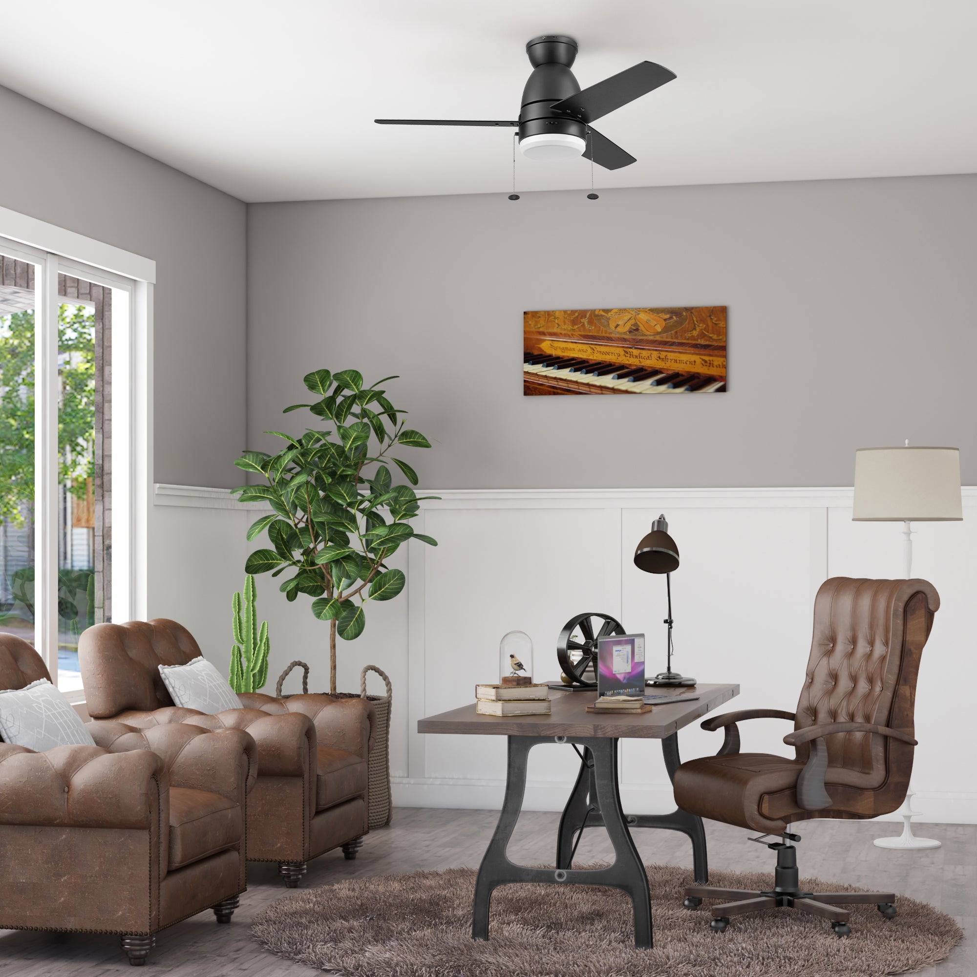 44 Inch Matte Black Ceiling Fan with Light Kit - Modern Indoor/Outdoor Fan - Energy Efficient Quiet Motor - Perfect for Bedroom, Living Room, Patio & Office
