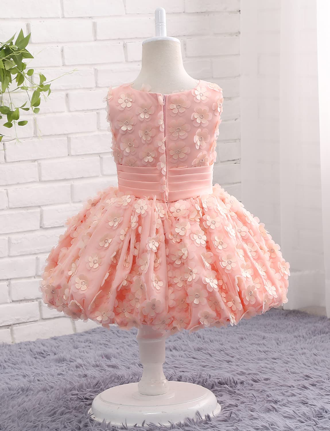 Sarahbridal Girls Wedding Dress - Handmade Flower Beaded Tulle Gown for Flower Girls, Birthday Party, Special Occasions | Perfect for Weddings, Pageants & Formal Events