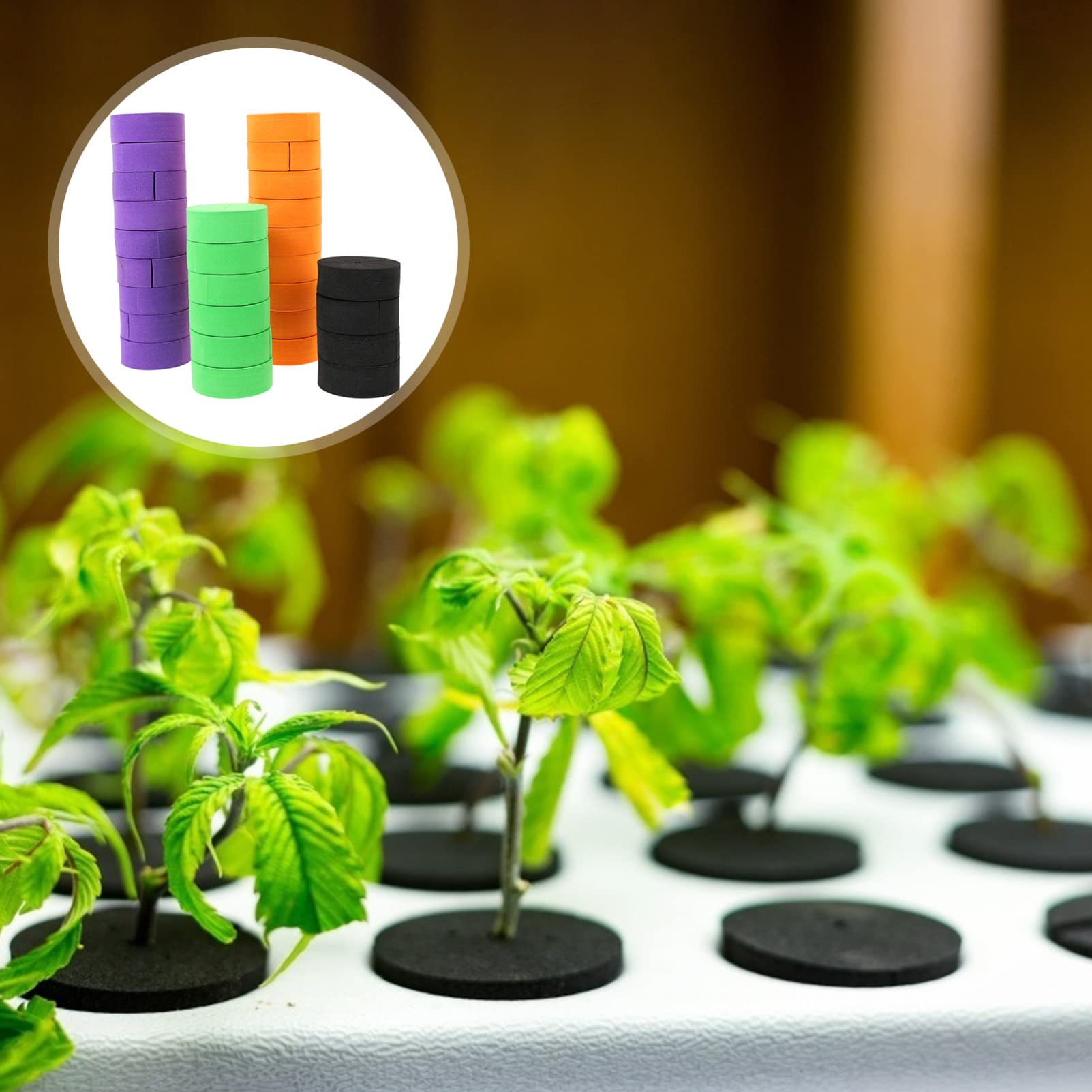 GANAZONO 50pcs Hydroponic Plant Spacers - Garden Clone Collars, Nutrient Blocks & Plant Plugs for Hydroponics (Random Colors) - Ideal for Indoor Gardening, Hydroponic Systems & Seed Starting