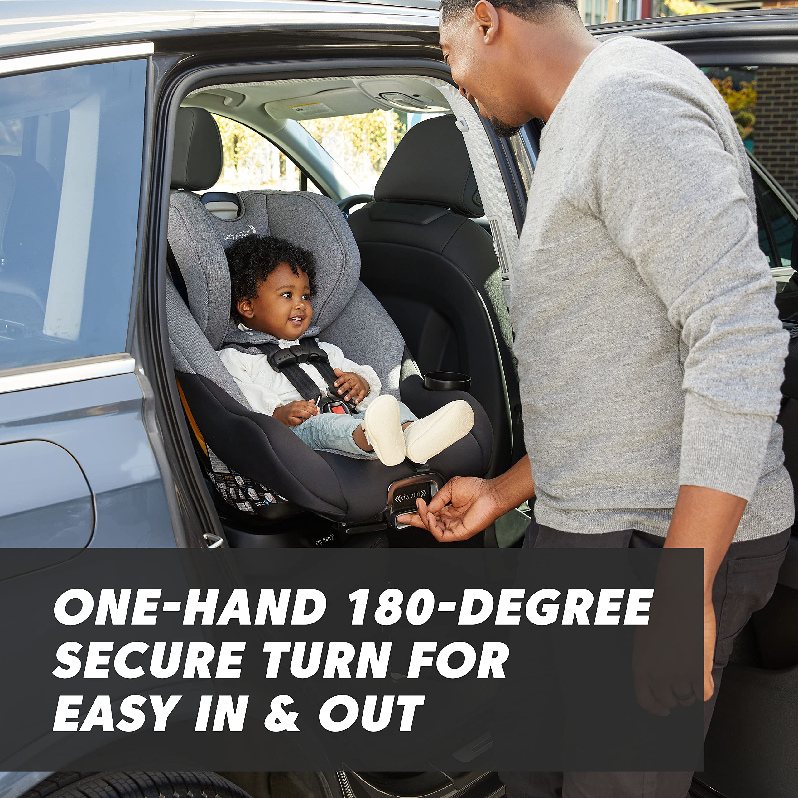 Baby Jogger City Turn Convertible Car Seat - Rear & Forward Facing for Newborn to Toddler - Perfect for Travel & Daily Commute