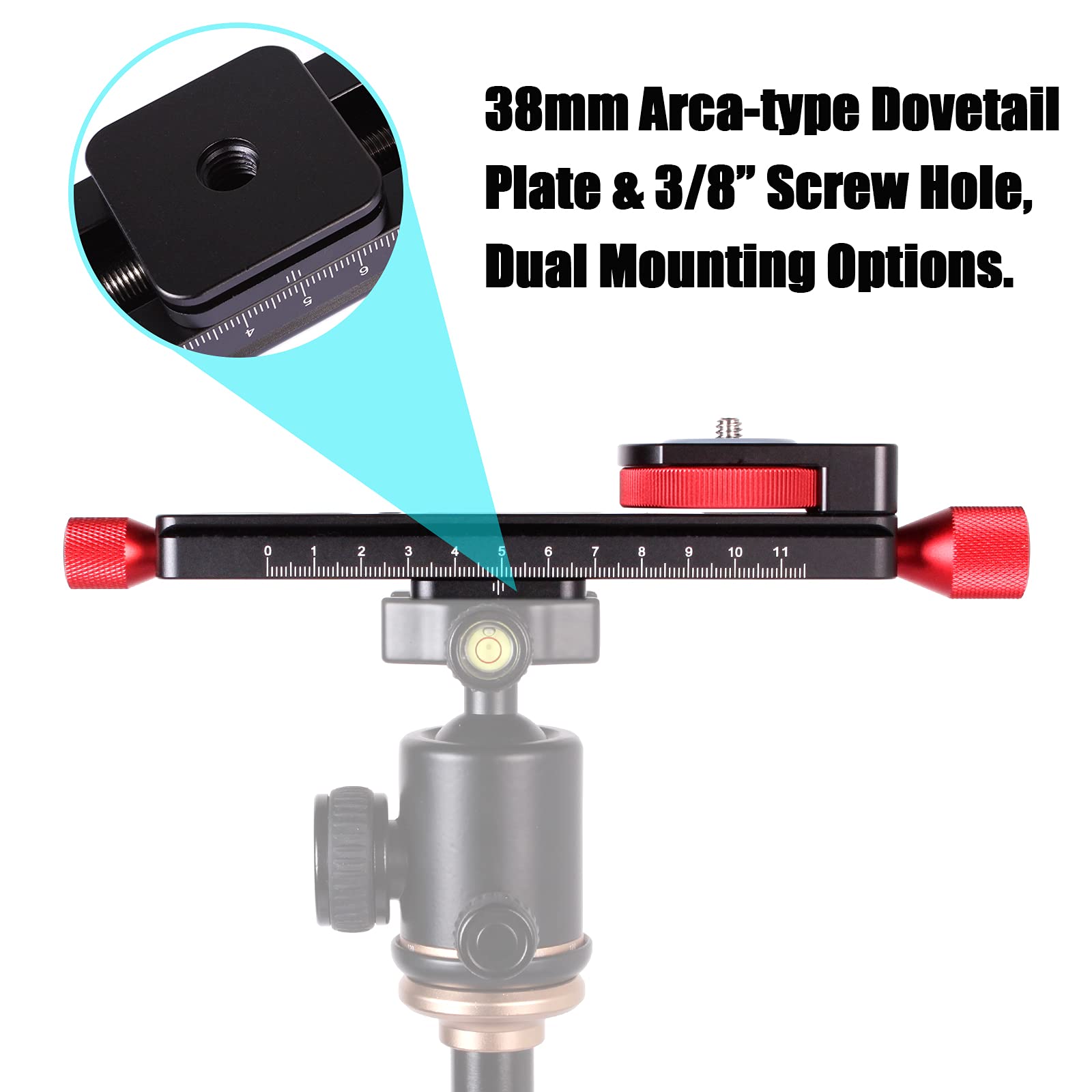 Fotoconic All Metal Worm Drive Macro Focusing Rail Slider - 115mm Close-Up Shooting Clamp Plate with Arca/RRS Lever Clamp | 1/4