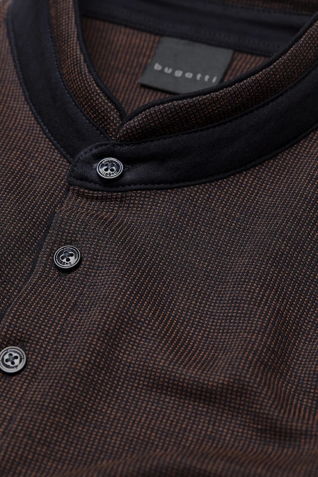 Bugatti Men's Rib Collar Long Sleeve Sweater - Dark Brown Casual Pullover for Fall & Winter | Perfect for Office, Date Night & Weekend Outings