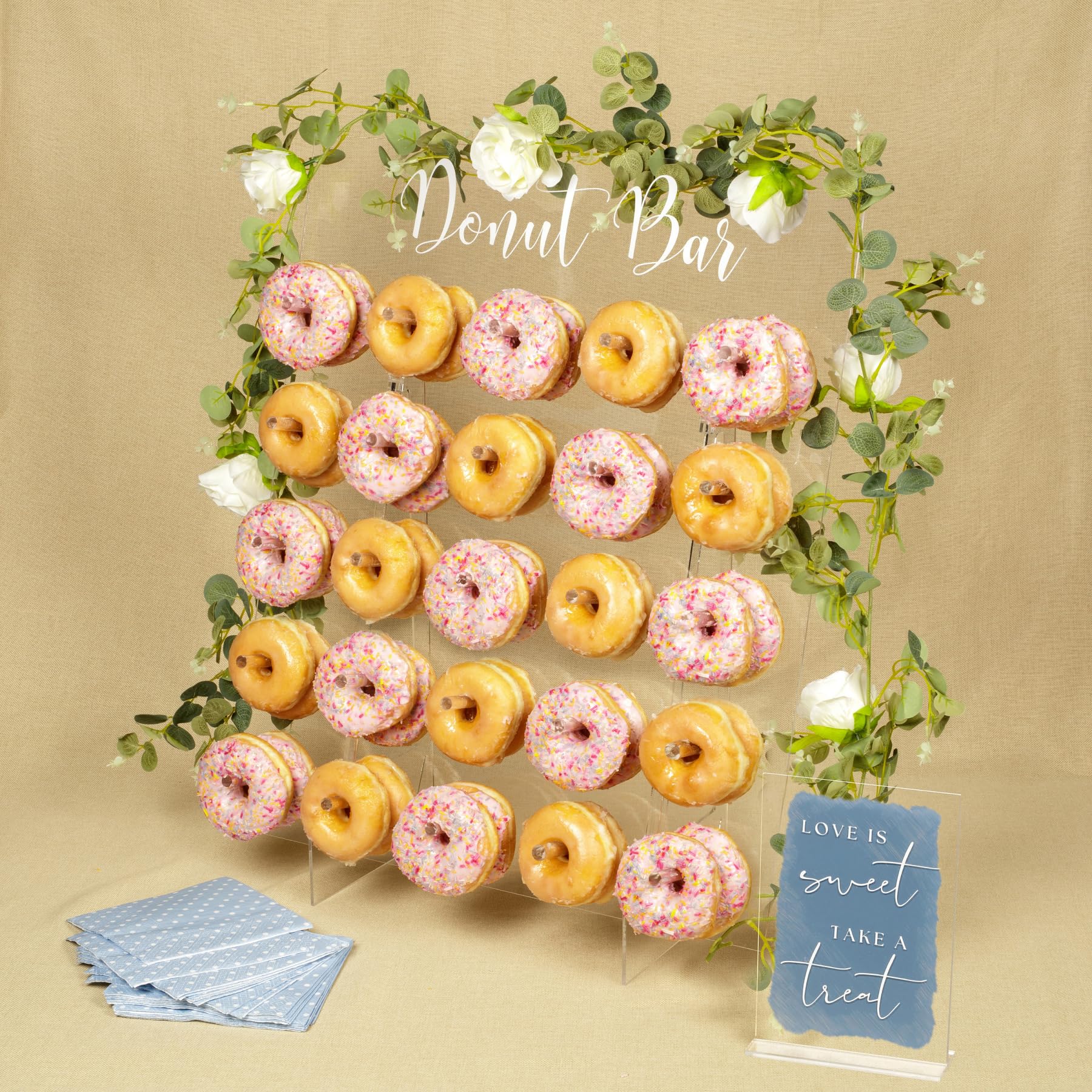 Acrylic Donut Wall Display Stand - Holds 50 Donuts | XL Donut Board for Weddings, Parties & Events | Large Dessert Holder for Donut Walls, Dessert Tables & Buffet Displays | Perfect for Birthday Celebrations, Baby Showers & Corporate Events
