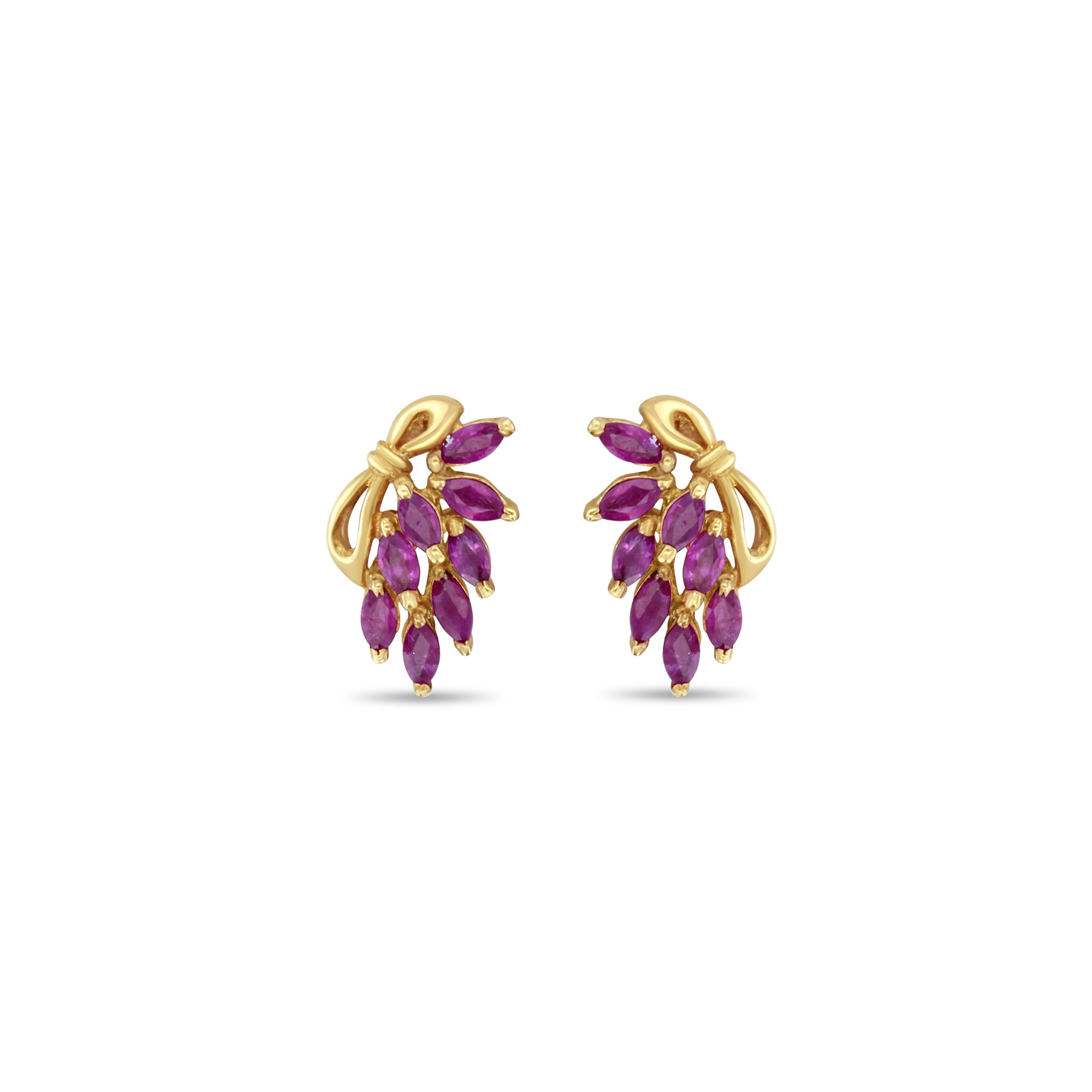 14k Yellow Gold Ruby Marquise Ring with Bow Setting - Elegant Jewelry for Weddings, Anniversaries & Special Occasions