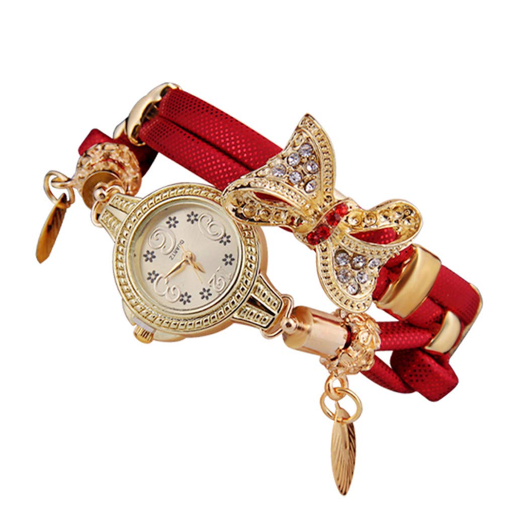 Bravetoshop Women's Butterfly Retro Rhinestone Bracelet Watch - Elegant Quartz Wristwatch for Wedding, Party & Special Occasions - Perfect Gift for Her