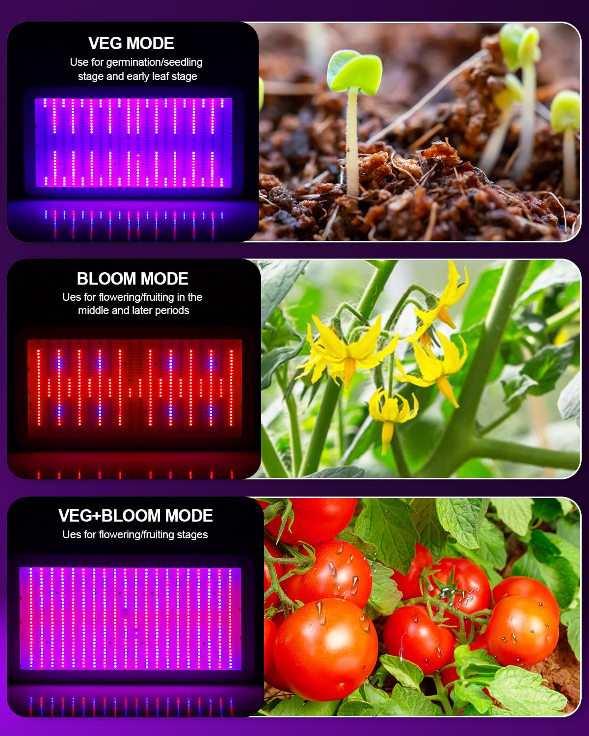 KOSCHEAL 2000W Full Spectrum LED Grow Light for Indoor Plants - Veg & Bloom Switch, Daisy Chain, 230W Output - Ideal for Hydroponics, Greenhouse, and Home Gardening