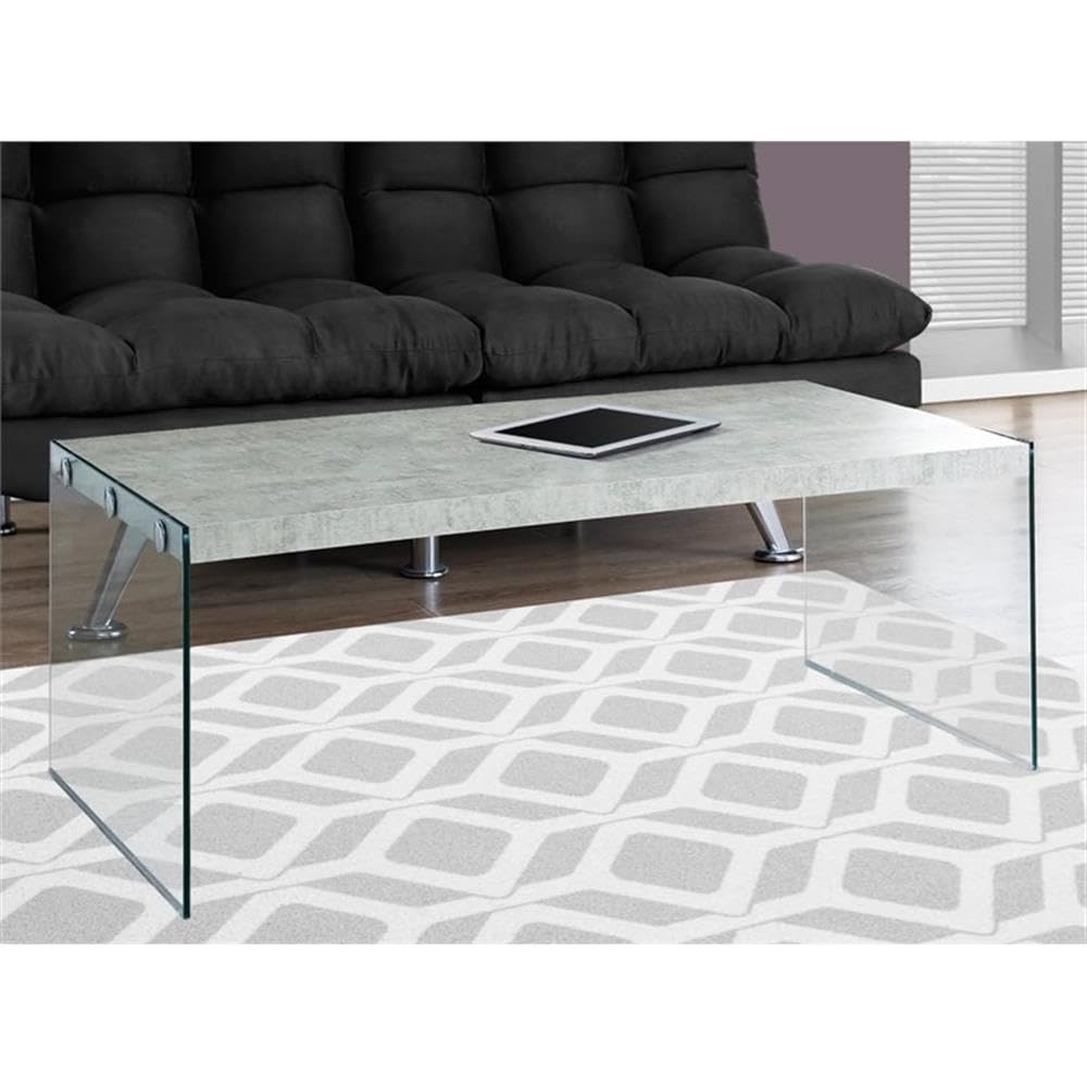 Pemberly Row Modern Gray Cement Coffee Table - Stylish Living Room Centerpiece for Home Decor & Entertainment