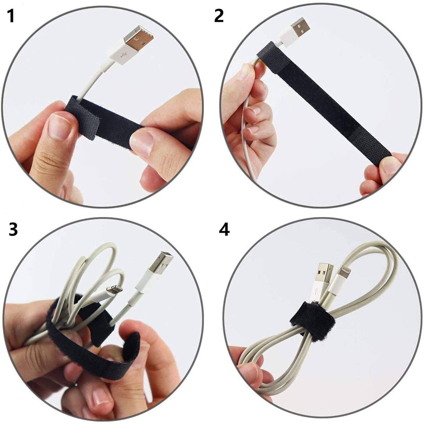 Pasow 80pcs Reusable Cable Ties with Double Hook - 5