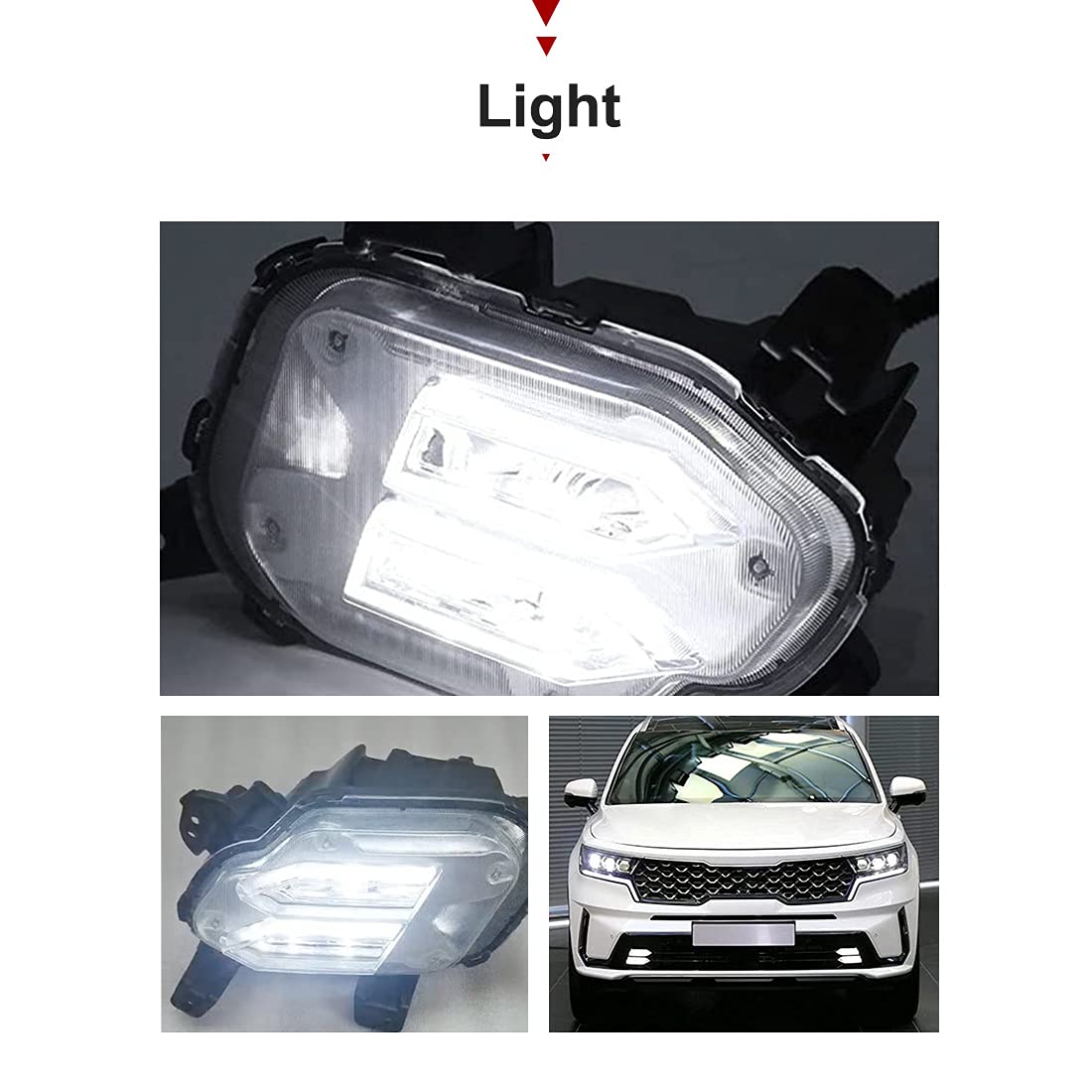 2021-2022 KIA Sorento EX/SX/Hybrid LED Daytime Running Lights & Fog Lights Kit - Bright White, Wiring Harness Included | Perfect for Night Driving & Enhanced Visibility