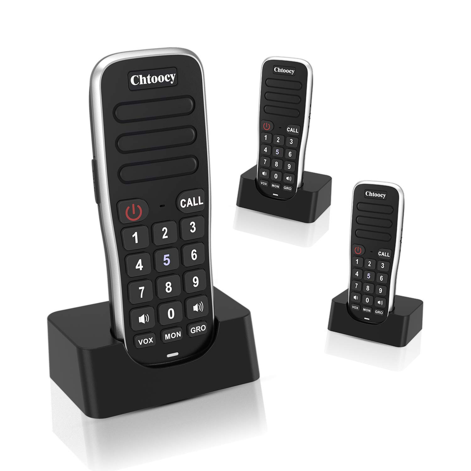 Chtoocy Rechargeable Wireless Intercom System - 1 Mile Range, 10 Channels, 3-Pack (Black) - Ideal for Home, Business & Office Communication | Room-to-Room, Construction Sites & Outdoor Activities