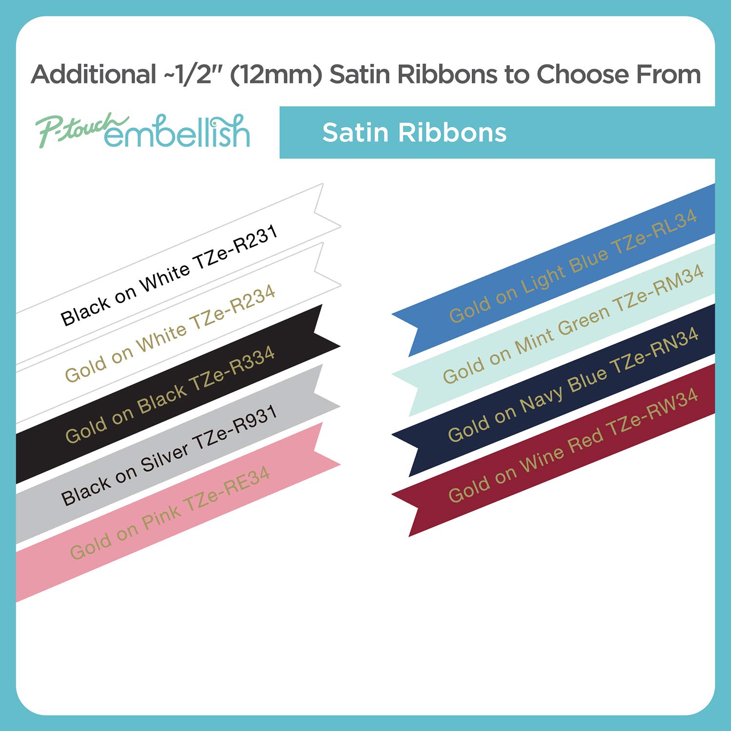Brother P-touch Embellish Gold Print on Pink Hearts Washi Tape TZeMT3406 - ½