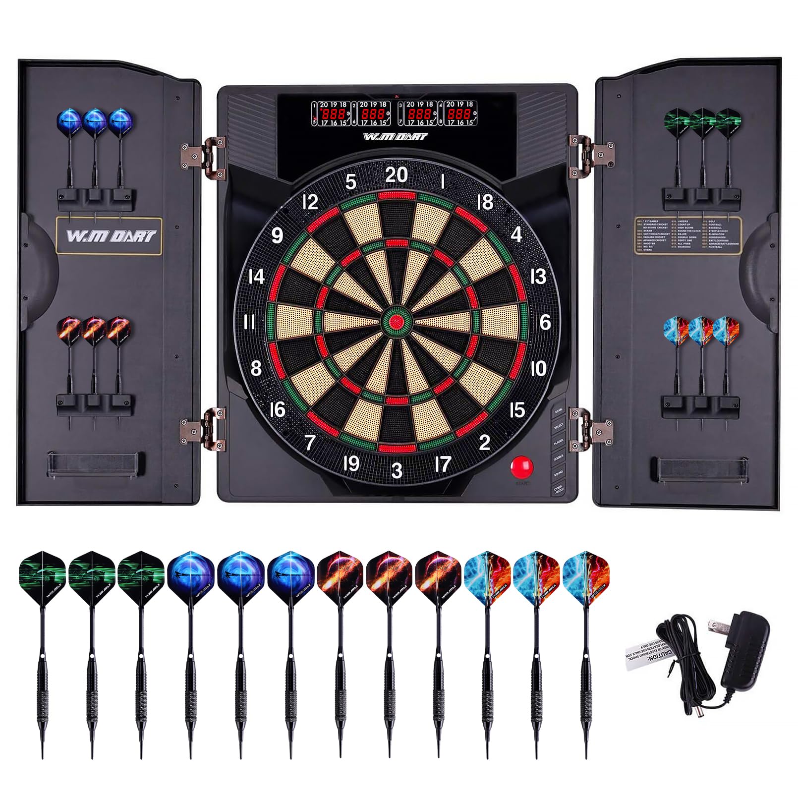 Electronic Dart Board LED Digital Dartboard Set with Cabinet - 12 Soft Tip Darts for Adults | Perfect for Game Rooms, Bars, and Family Game Nights