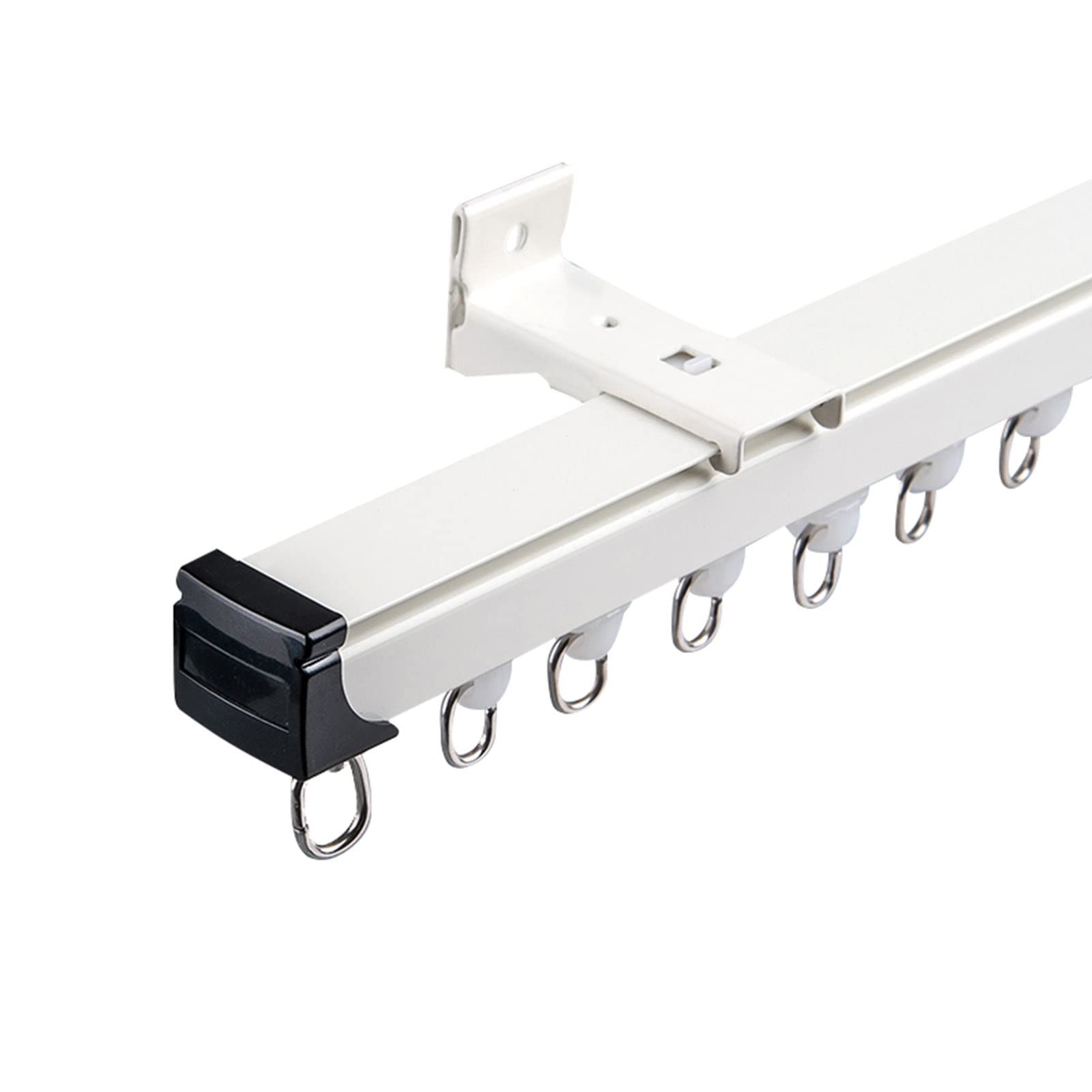 DFVV Wall-Mounted Curtain Track Set with Roller Hooks & Hardware - 100cm Room Divider Curtain Rail for Bedroom, Office, Living Room - Easy Installation Durable Curtain Rod System (1-Rail, White)