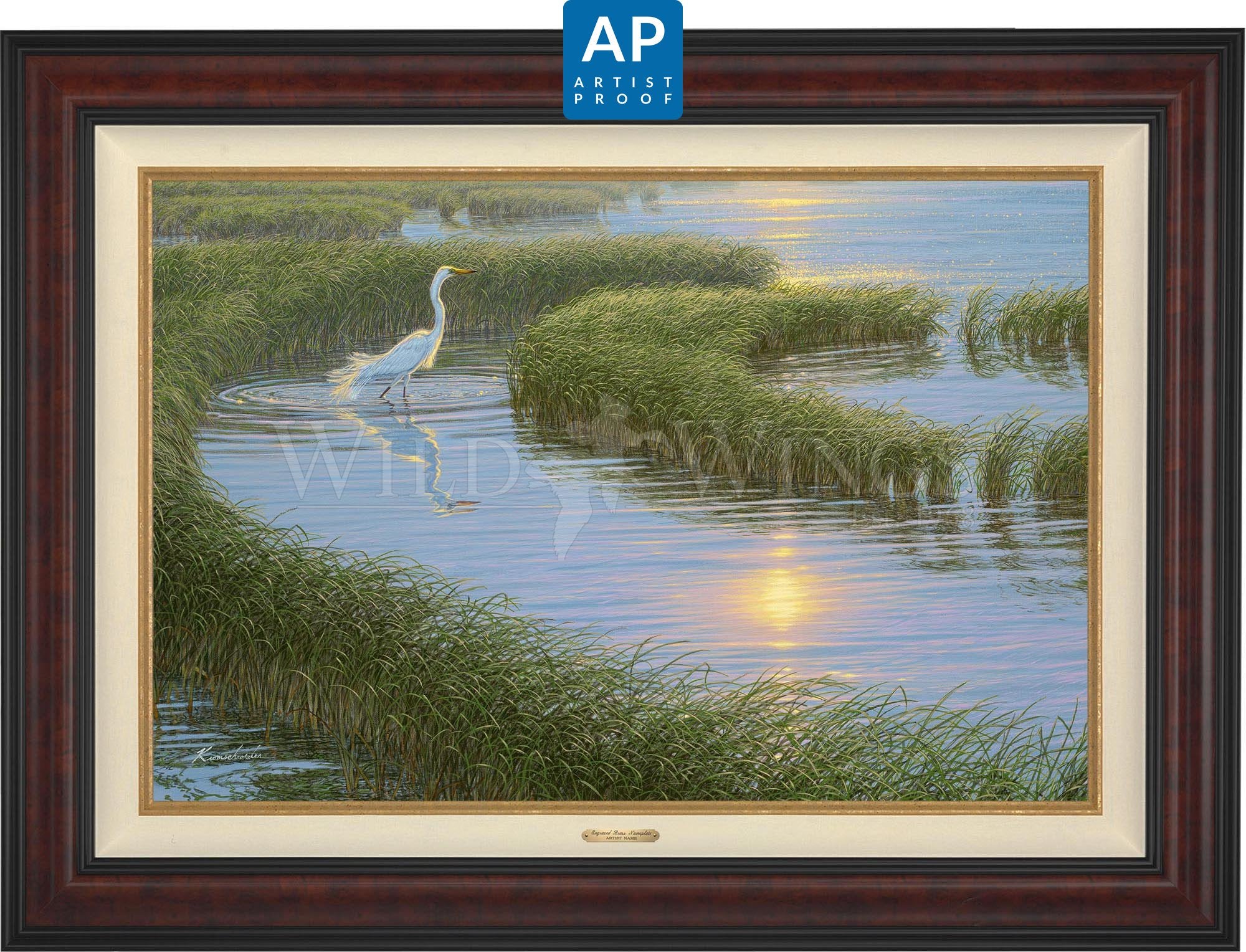 Evening Solitude - White Egret Artist Proof Edition (AP) | Limited Edition Art Print | Perfect for Home Decor, Office Wall Art & Gift Giving