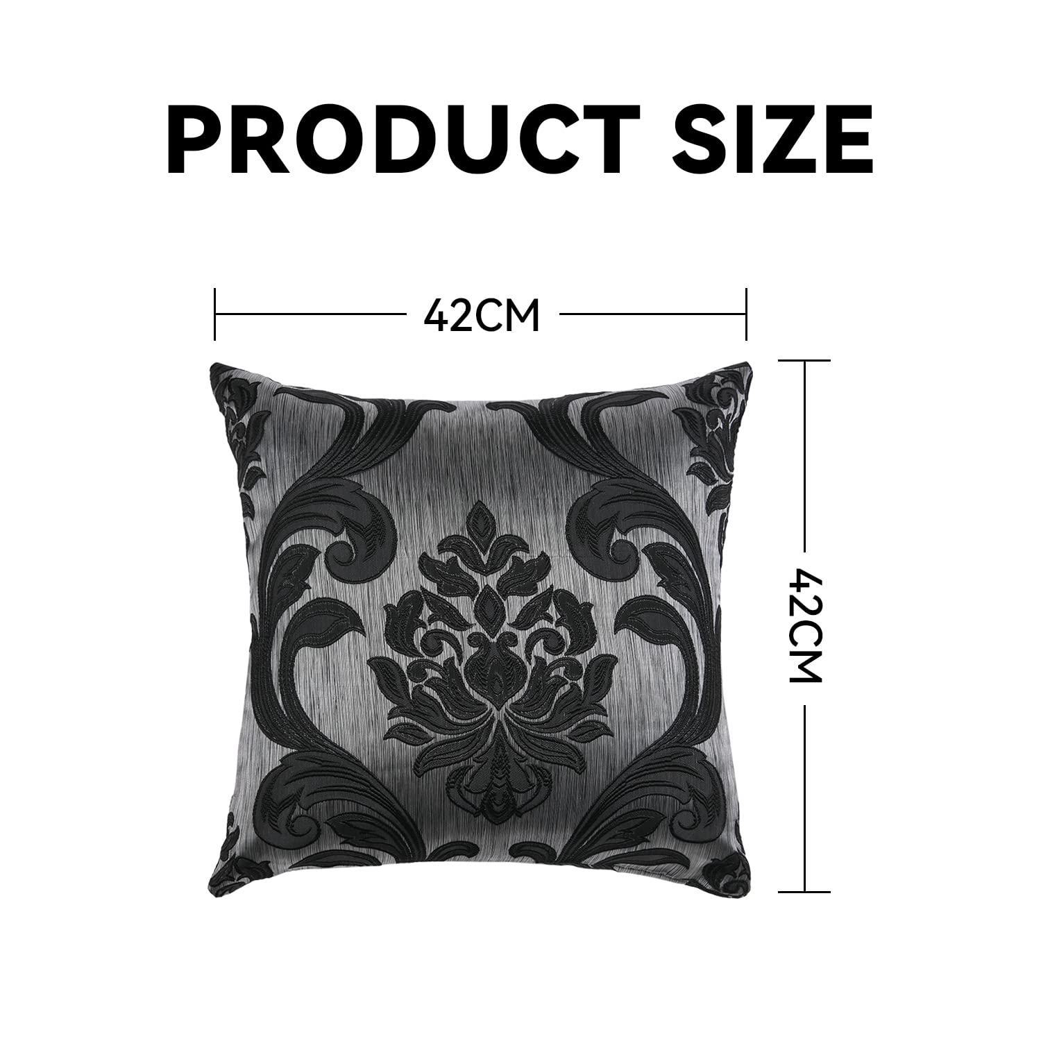 NAPEARL Jacquard Throw Pillow Covers Set of 2 - 16x16 Inch Decorative Cushion Covers for Sofa, Couch, Bed - Elegant Black Home Decor for Living Room, Bedroom & Office - Perfect for Cozy Nights and Stylish Home Accents