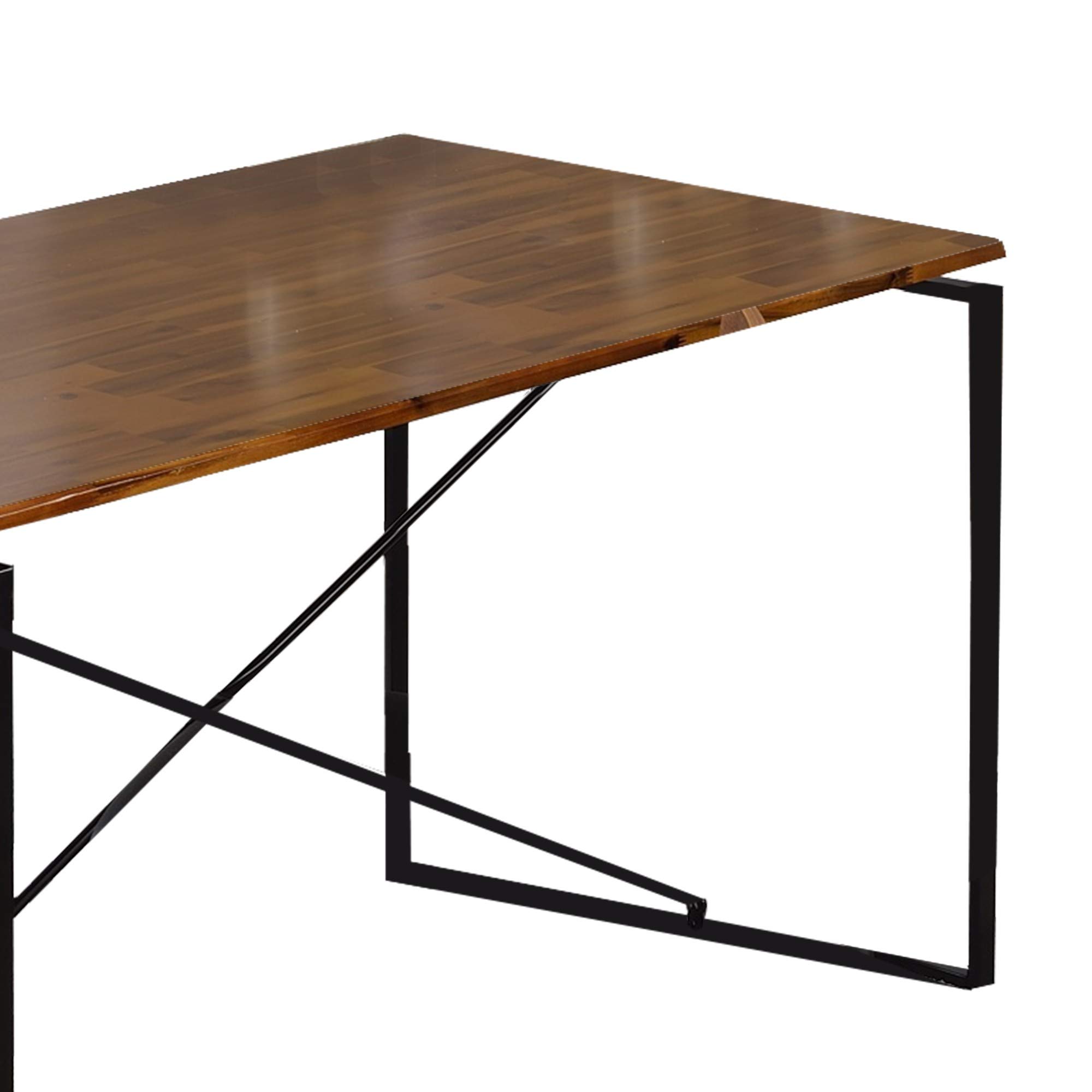 Benjara Rectangular Wooden Dining Table with X-Shaped Metal Base in Black & Brown - Perfect for Modern Farmhouse, Rustic Kitchen, and Dining Room Decor