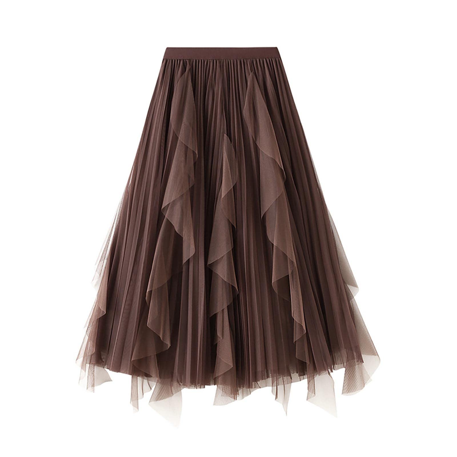 Elegant Ruffle Patchwork Mesh Skirt Dress for Wedding Guest - Mid-Calf Length Fall Dress for Women 2022 | Perfect for Weddings, Parties, and Special Occasions