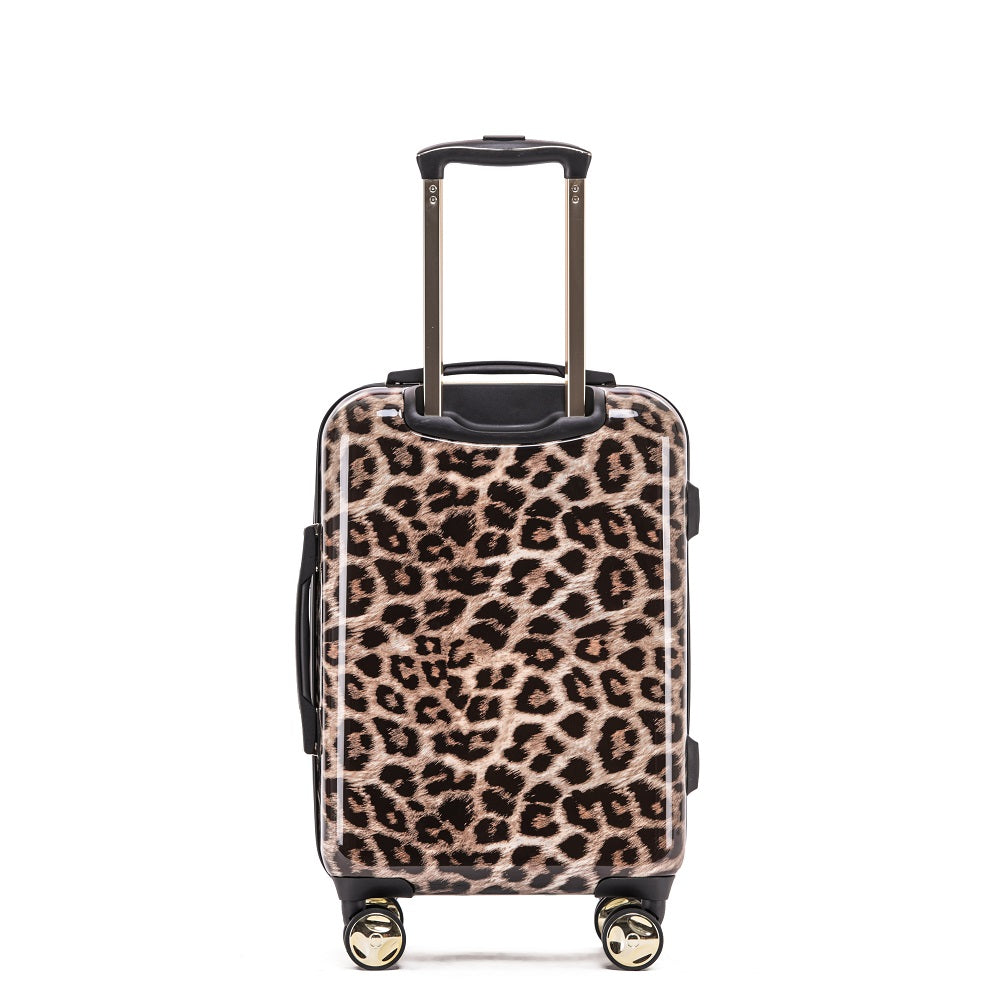 Tosca 20 Inch Small 4 Wheel Hard Shell Suitcase - Leopard Print Luggage for Women, Carry-On Travel Bag for Airplane, Weekend Trips & Business Travel