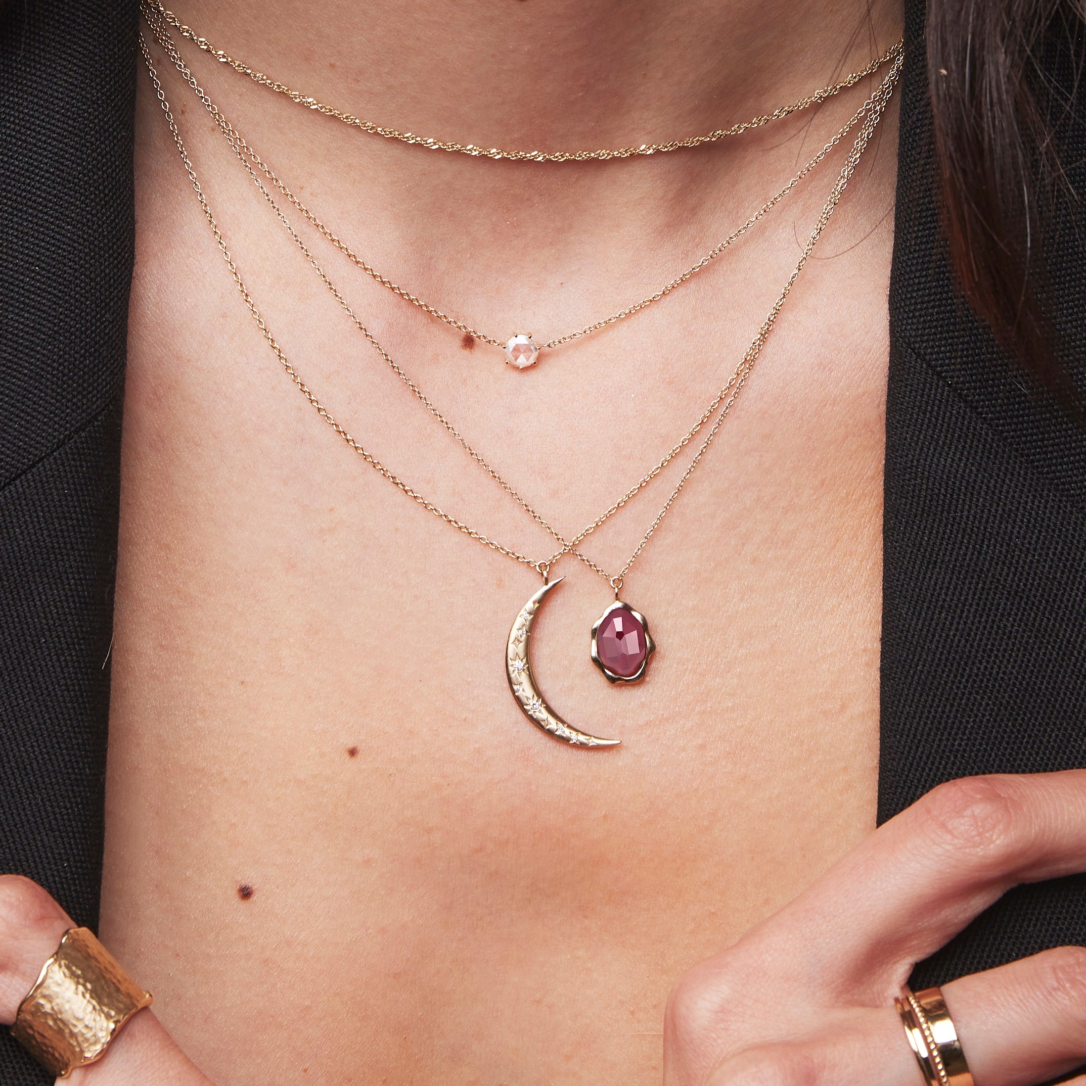 14K Yellow Gold Ruby Mood Necklace - Elegant & Stylish Jewelry for Women, Perfect for Gifts, Parties & Special Occasions