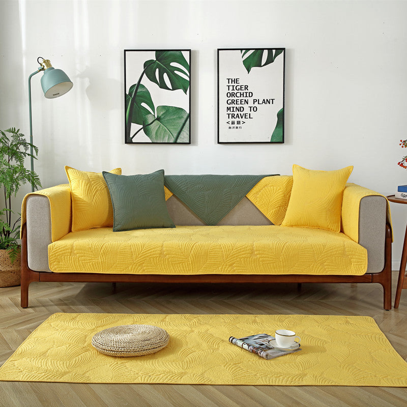 Alicia Cotton Botanical Print Sofa Slipcover - Washable Stretch Couch Cover for Living Room, Sectional, Loveseat - Home Decor Protection & Style Upgrade