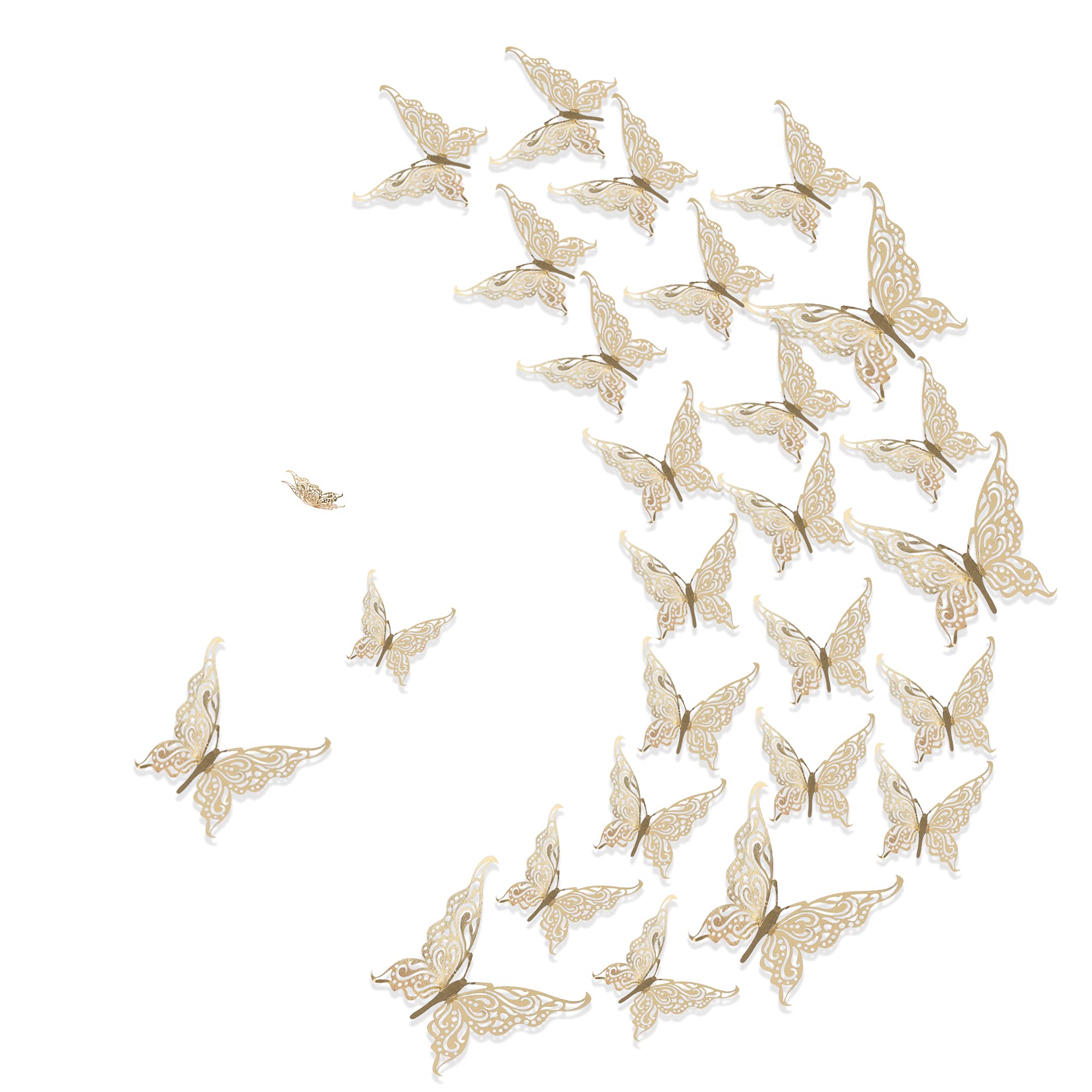 30 PCS Glitter 3D Butterfly Wall Stickers - DIY Home Decor for Kids Room, Wedding & Anniversary - Gold, Silver, Rose Gold (3 Styles) | Perfect for Nursery, Bedroom, Party & Event Decorations