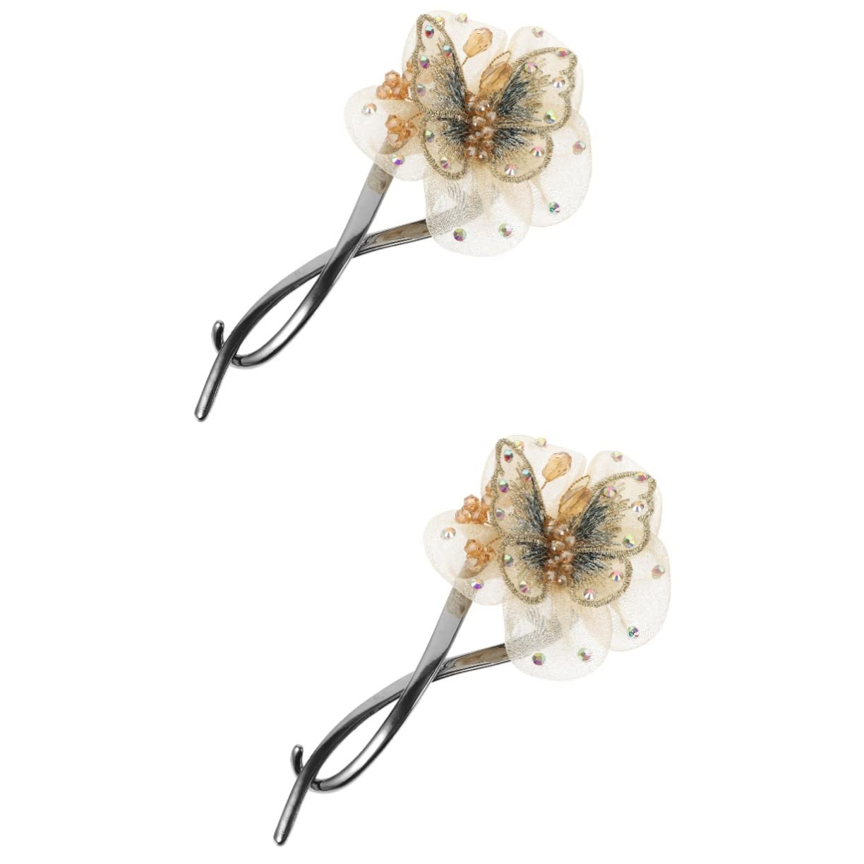 Minkissy 2pcs Rhinestone Hair Barrettes for Women - Sparkly Hair Clips, Ponytail Holders, Jaw Clamps & Decorative Hair Accessories - Perfect for Parties, Weddings & Everyday Styling