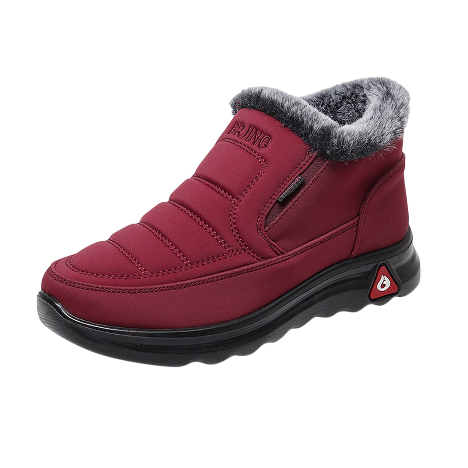 Women's Ankle Booties - Flat Heel Plush Winter Boots for Women | Breathable Thermal Slip-On Snow Boots | Casual Fashion Shoes for Cold Weather, Snow Days & Outdoor Activities
