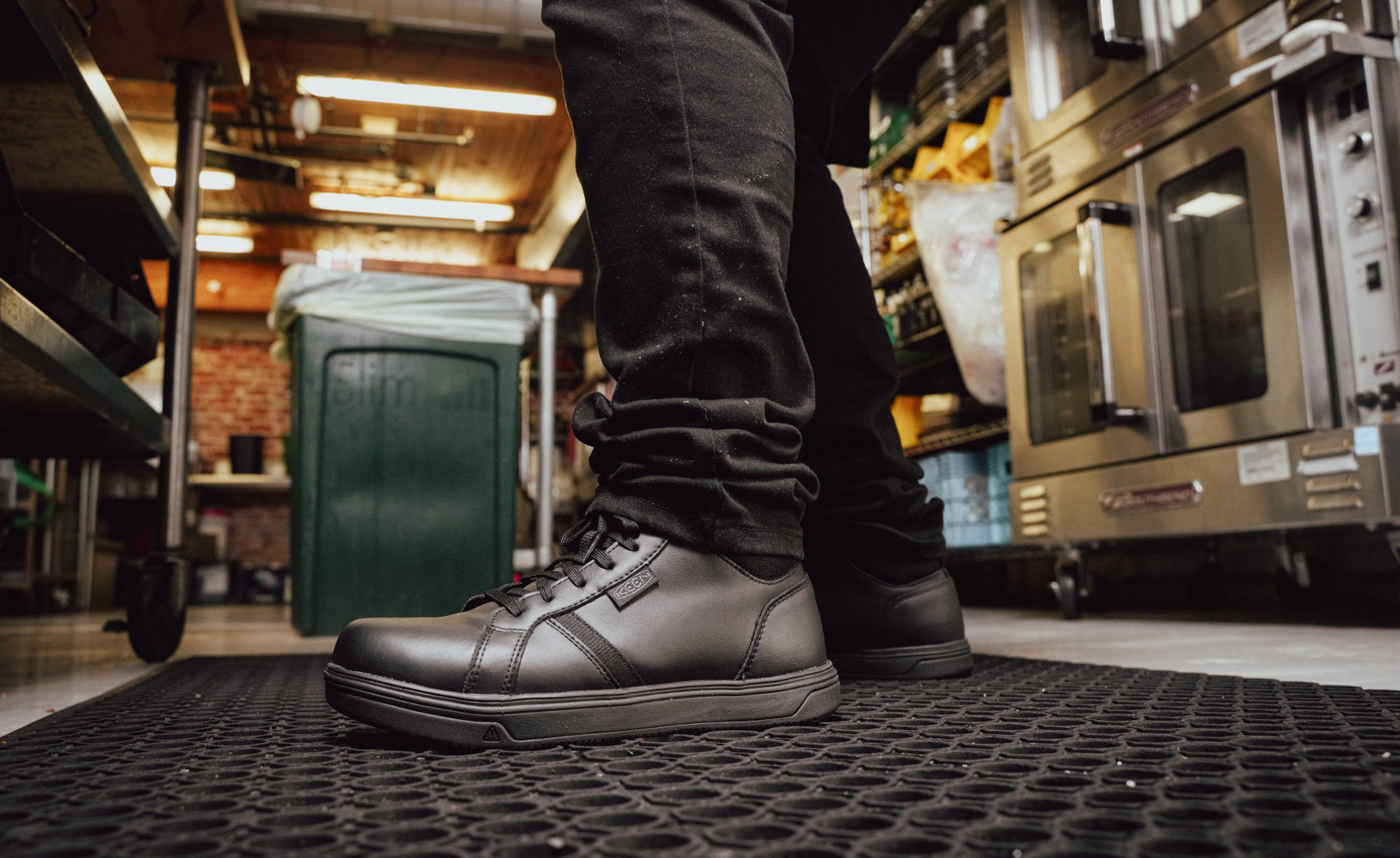 Men's PTC Kenton Mid Work Shoe - Soft Toe Safety Boots for Construction & Industrial Work | Black/Black | Durable & Comfortable for Long Shifts
