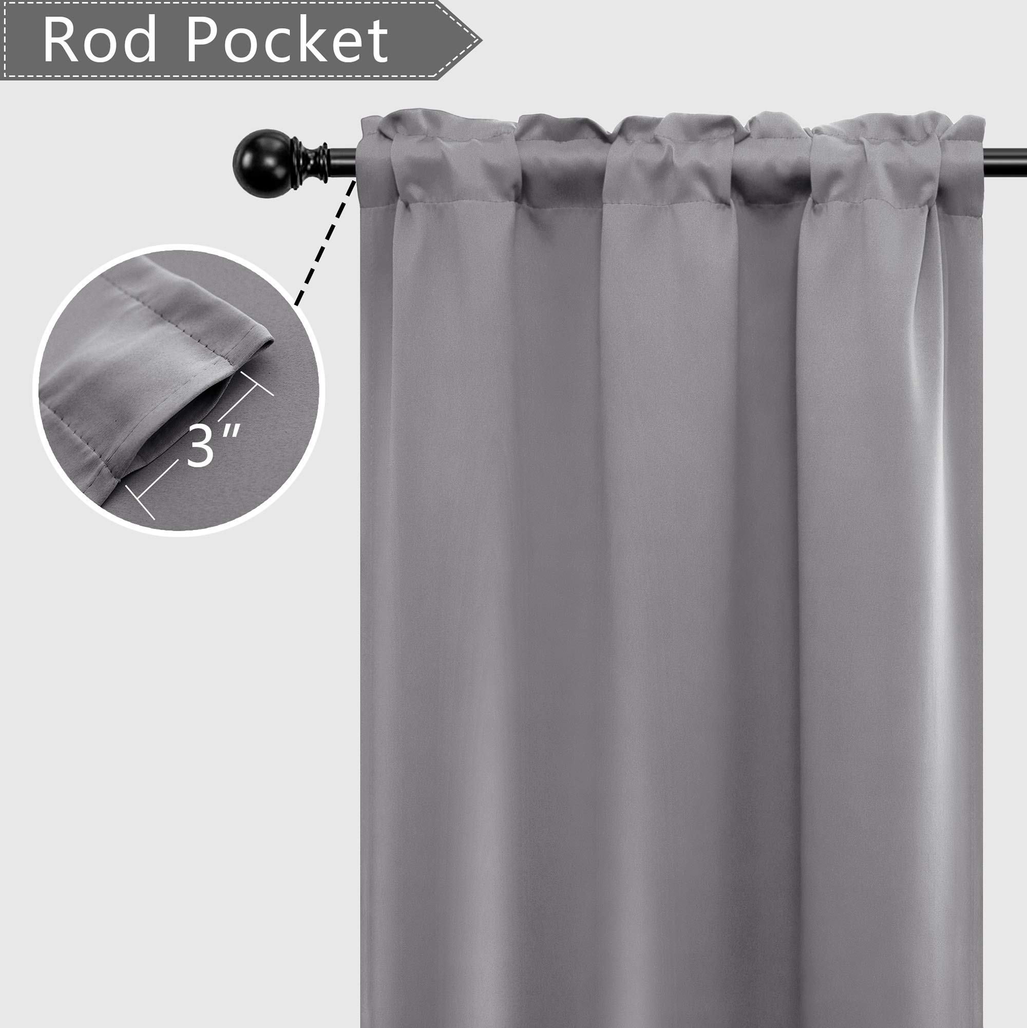 Mrs. Naturall Light Grey Bathroom & Kitchen Curtains - 30 Inch Length for Windows, RV, Camper - Waterproof & Stylish Home Decor for Bath, Cafe, and Travel