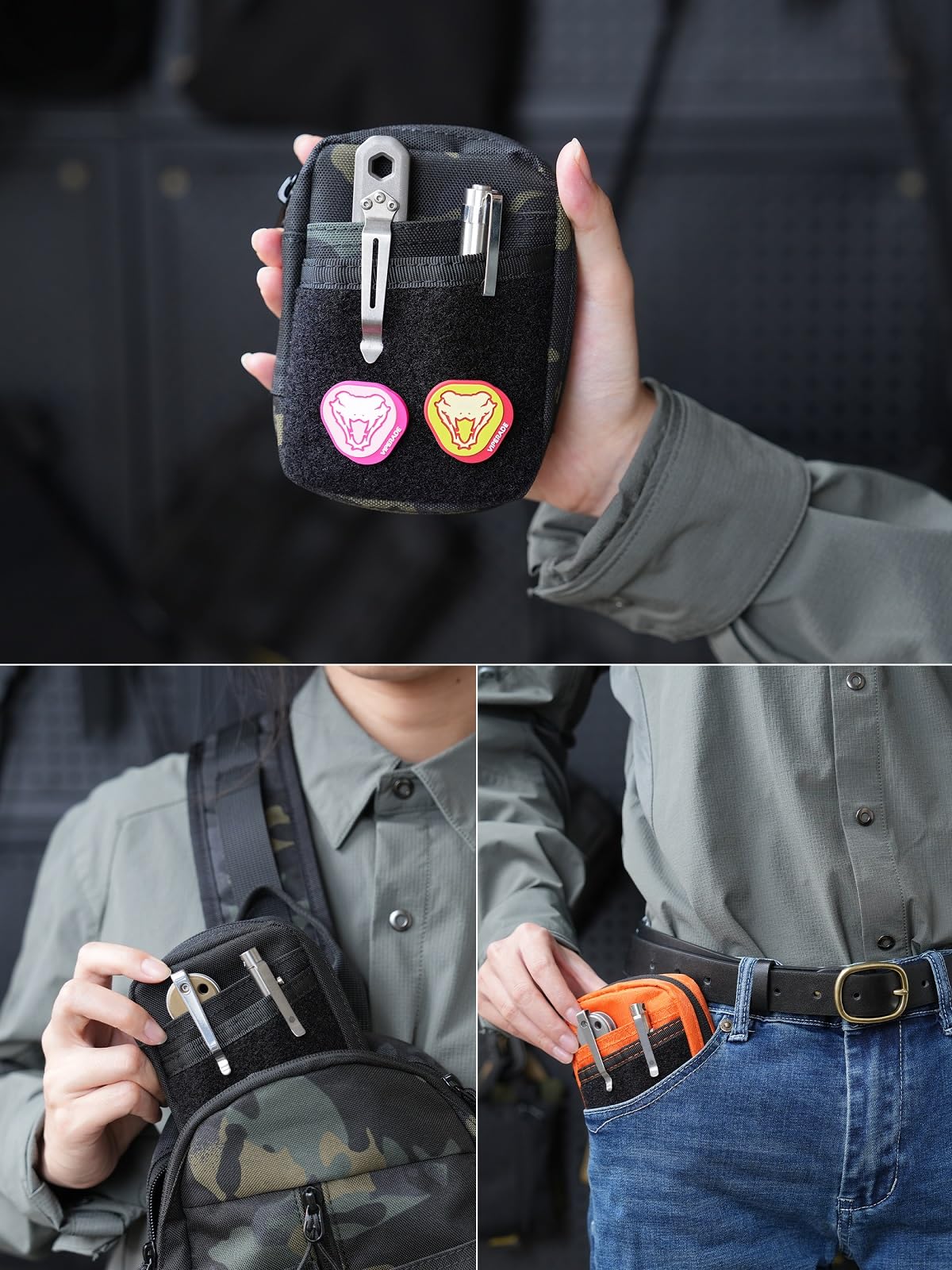 VIPERADE VE31 Mini EDC Pouch - Compact Tactical Pocket Organizer with Hook & Loop Closure for Camping, Bushcraft, Travel & Hiking - Perfect for Gear Storage, First Aid Kits & Everyday Carry Essentials