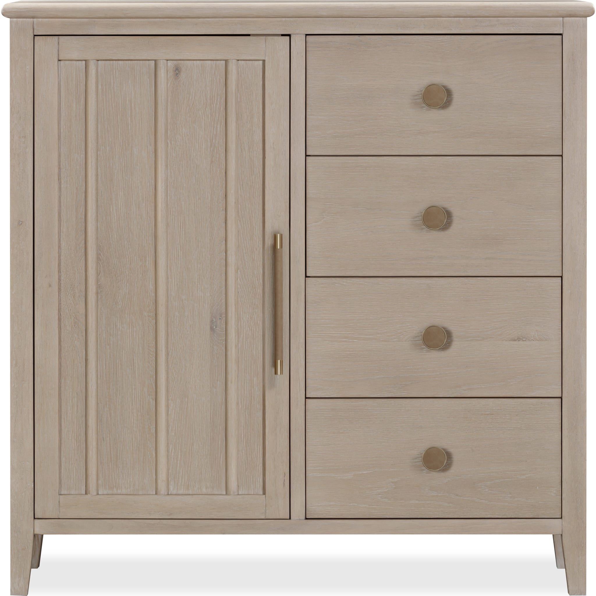 Camden 6-Drawer 1-Door Oak Wood Dresser Chest in Chai Finish - Perfect for Bedroom Storage & Closet Organization