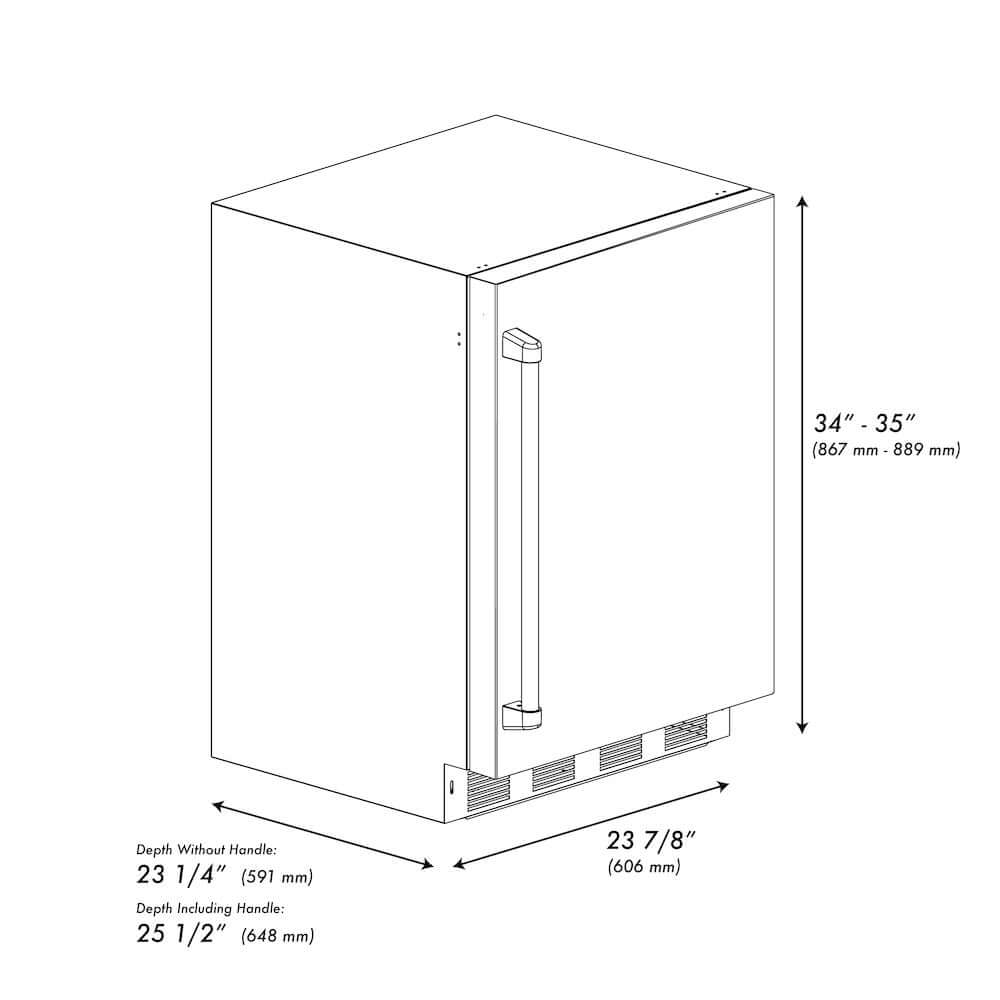 ZLINE 24 Inch Stainless Steel Beverage Refrigerator - Touchstone 151 Can Capacity with Solid Door (RBSO ST 24) - Perfect for Home Bar, Office, or Entertainment Room