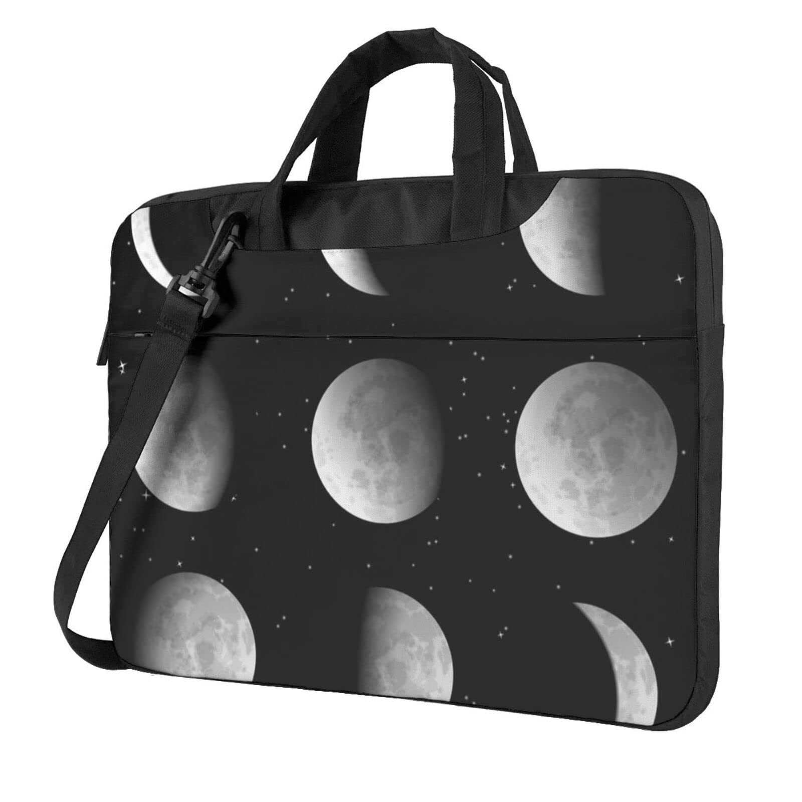 Moon Phases Black Laptop Shoulder Bag - 15.6 Inch Laptop Carrying Case with Padded Protection for MacBook, Notebook - Perfect for Work, School & Travel