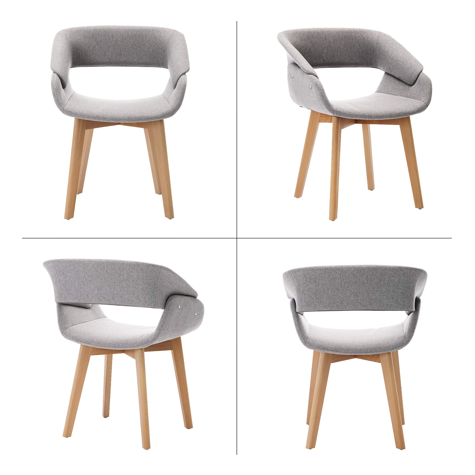 Ivinta Dining Chairs Set of 2 - Modern Upholstered Fabric Kitchen Chairs with Solid Wood Legs, Comfortable Accent Chairs for Living Room, Restaurant, Cafe & Home Decor (Gray) - Perfect for Dining Rooms, Breakfast Nooks & Small Spaces