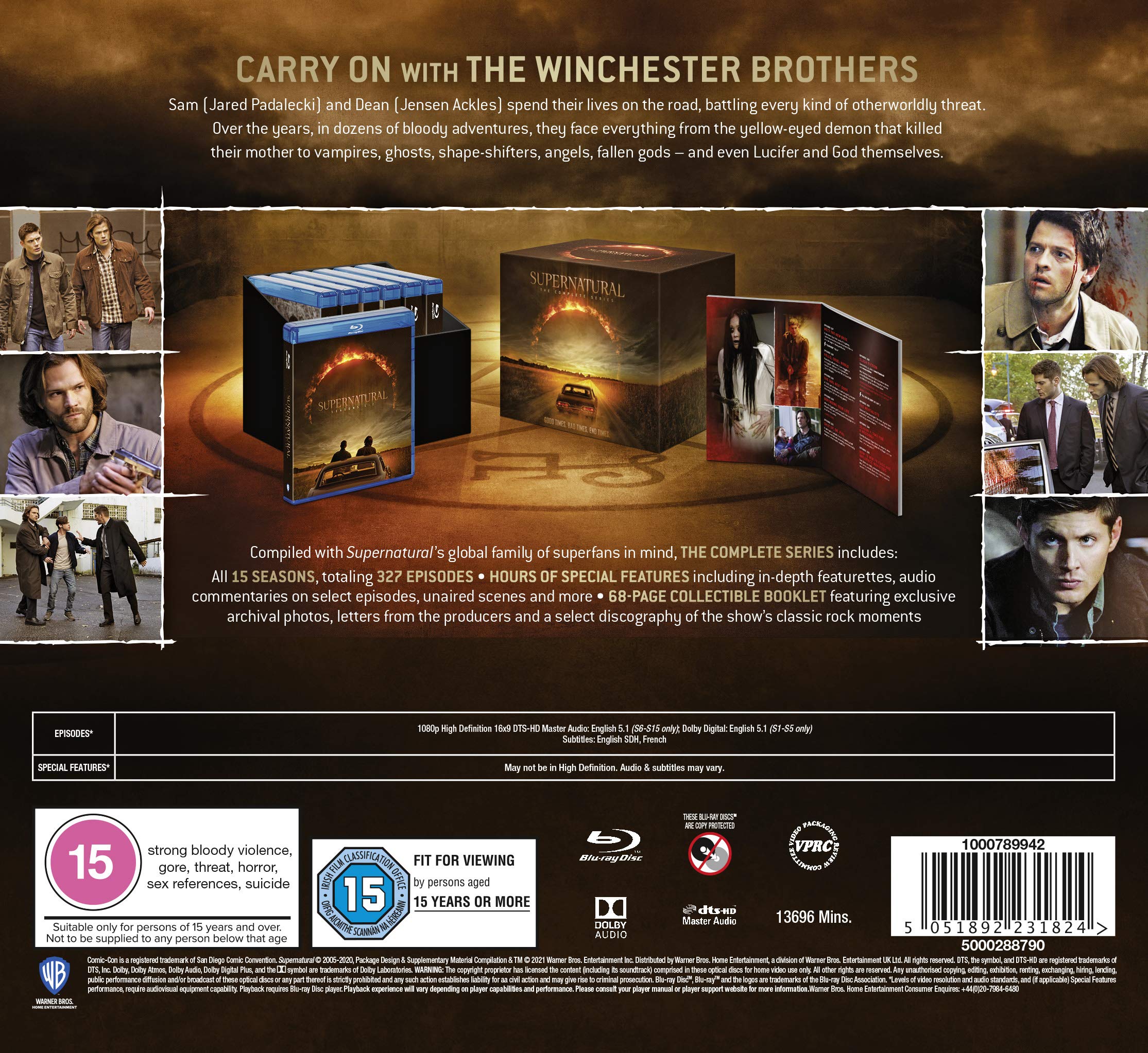 Supernatural: The Complete Series Blu-ray Box Set (2005-2019) | Region Free | All 15 Seasons | Perfect for Binge-Watching & Collector's Edition