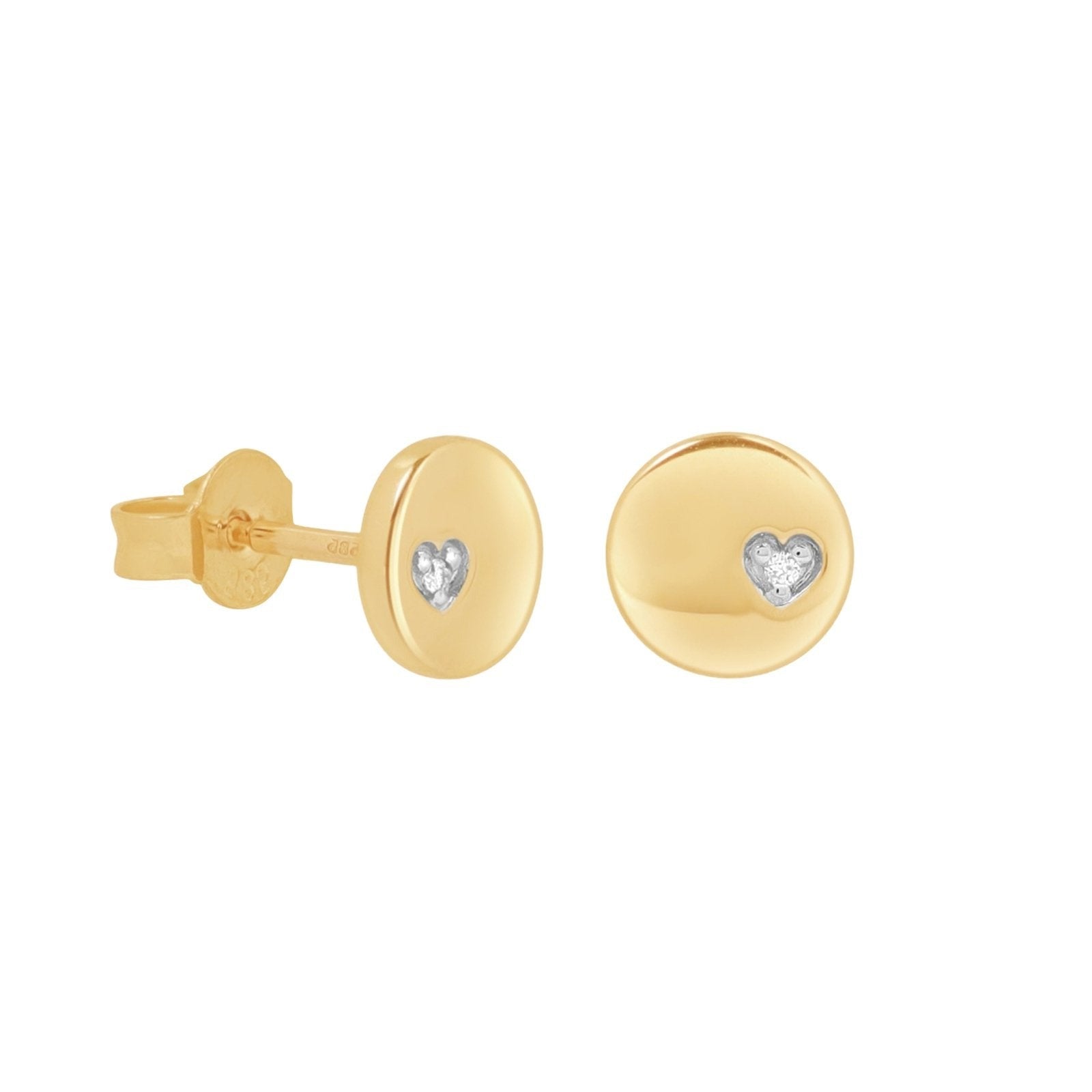 14K Yellow Gold Diamond Heart Stud Earrings for Women - Perfect for Valentine's Day, Anniversary & Everyday Wear