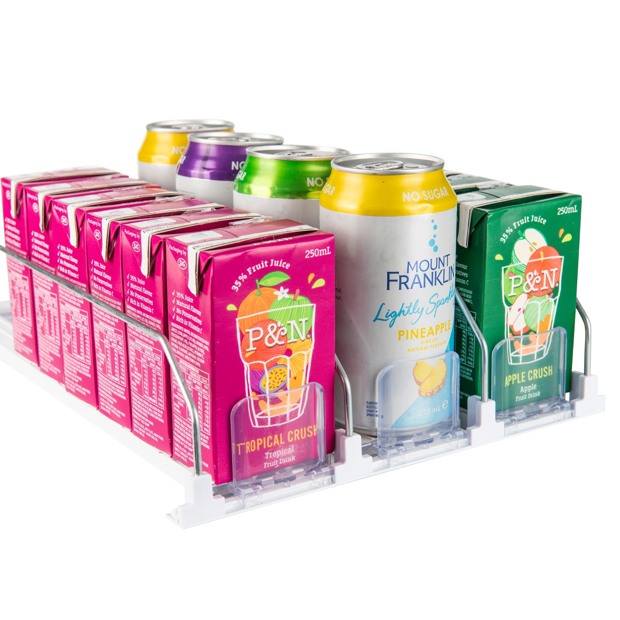 Sliding Can Dispenser - Space Saving Kitchen Organizer for Soda, Beer & Beverage Cans - Perfect for Pantry, Fridge or Party Use