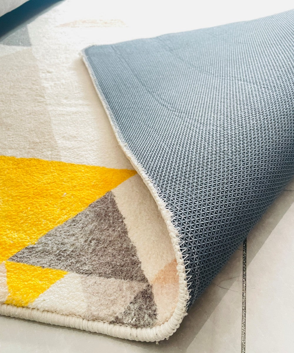 Modern Geometric Area Rugs for Bedroom & Living Room - Large Abstract Yellow Floor Carpet - Perfect for Dining Room, Home Decor & Office Spaces