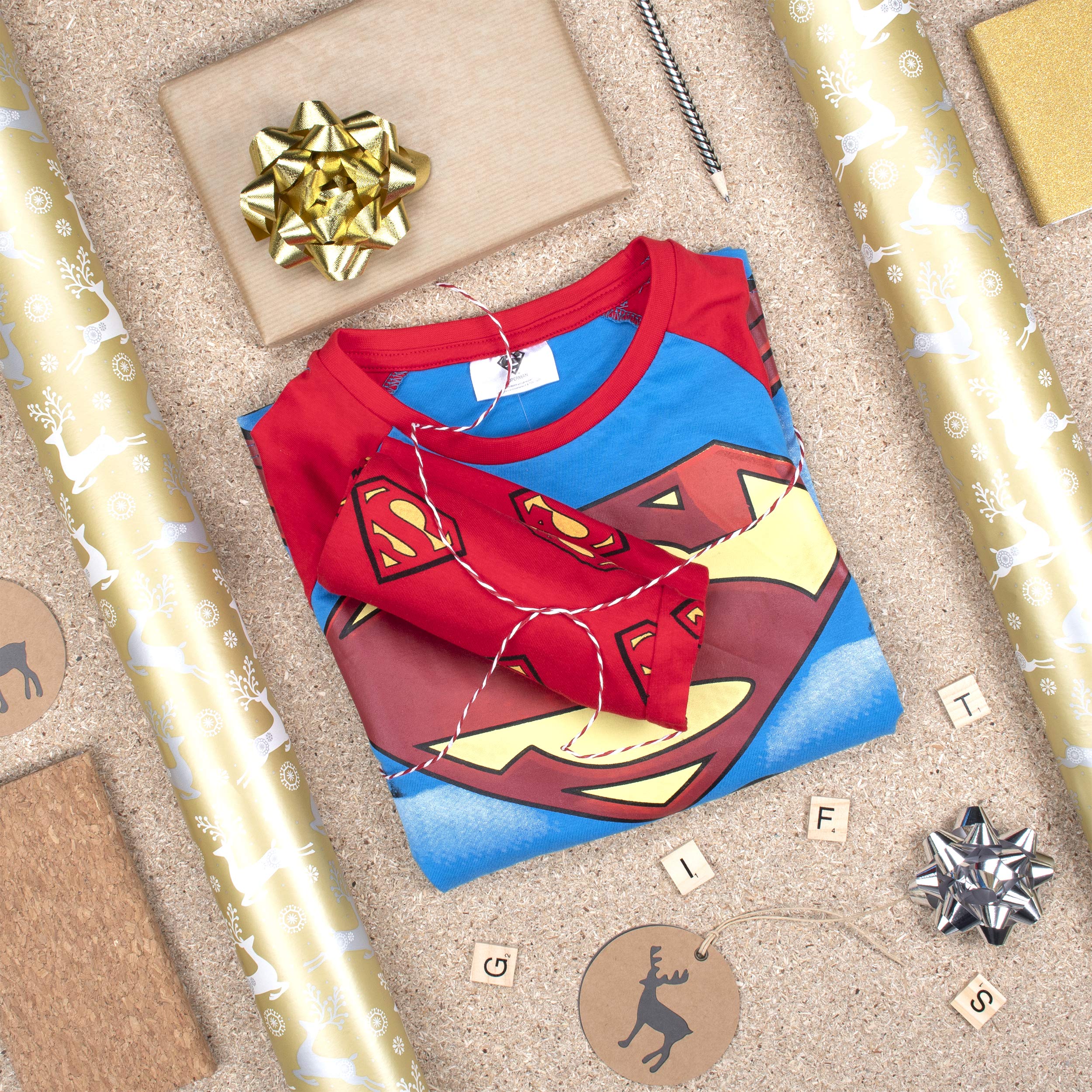 DC Comics Superman Pajama Set for Boys Age 3-10 | 100% Cotton Long Sleeve PJs with Cape | Official Licensed Sleepwear | Perfect for Halloween, Cosplay & Superhero Dress-Up