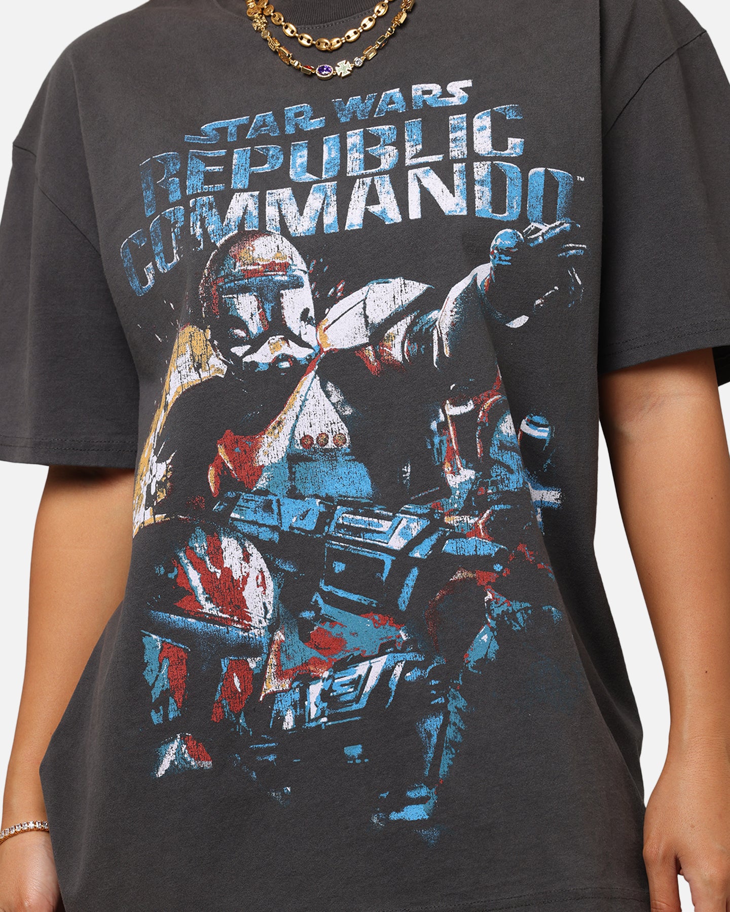 Star Wars Battlefront Republic Commando Heavy T-Shirt - Vintage Black Wash Cotton Tee for Men - Perfect for Cosplay, Gaming & Star Wars Fan Events