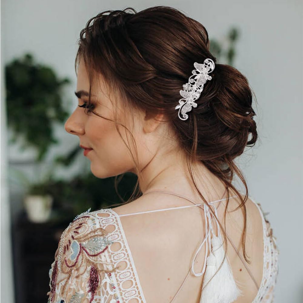 Shining Silver Rhinestone Butterfly Leaf Flower Hair Clips - 40 Pack Bridal Hair Accessories Set with U-Shaped & Twist Pins for Women, Girls, Brides & Bridesmaids - Perfect for Weddings, Prom, Parties & Special Occasions