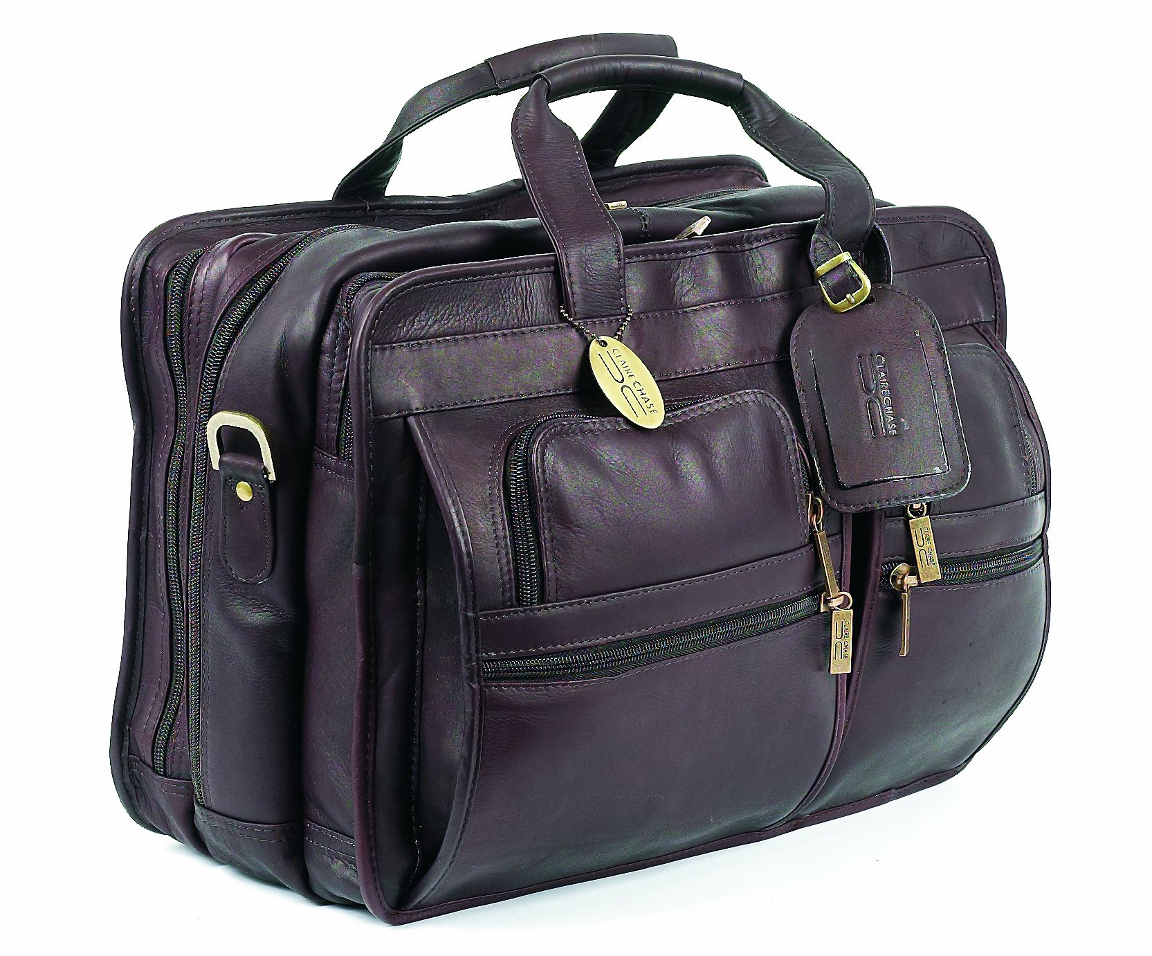 Claire Chase Executive Computer Briefcase for Business Professionals - Premium Laptop Briefcase in Cafe Brown - Perfect for Office, Travel & Business Meetings