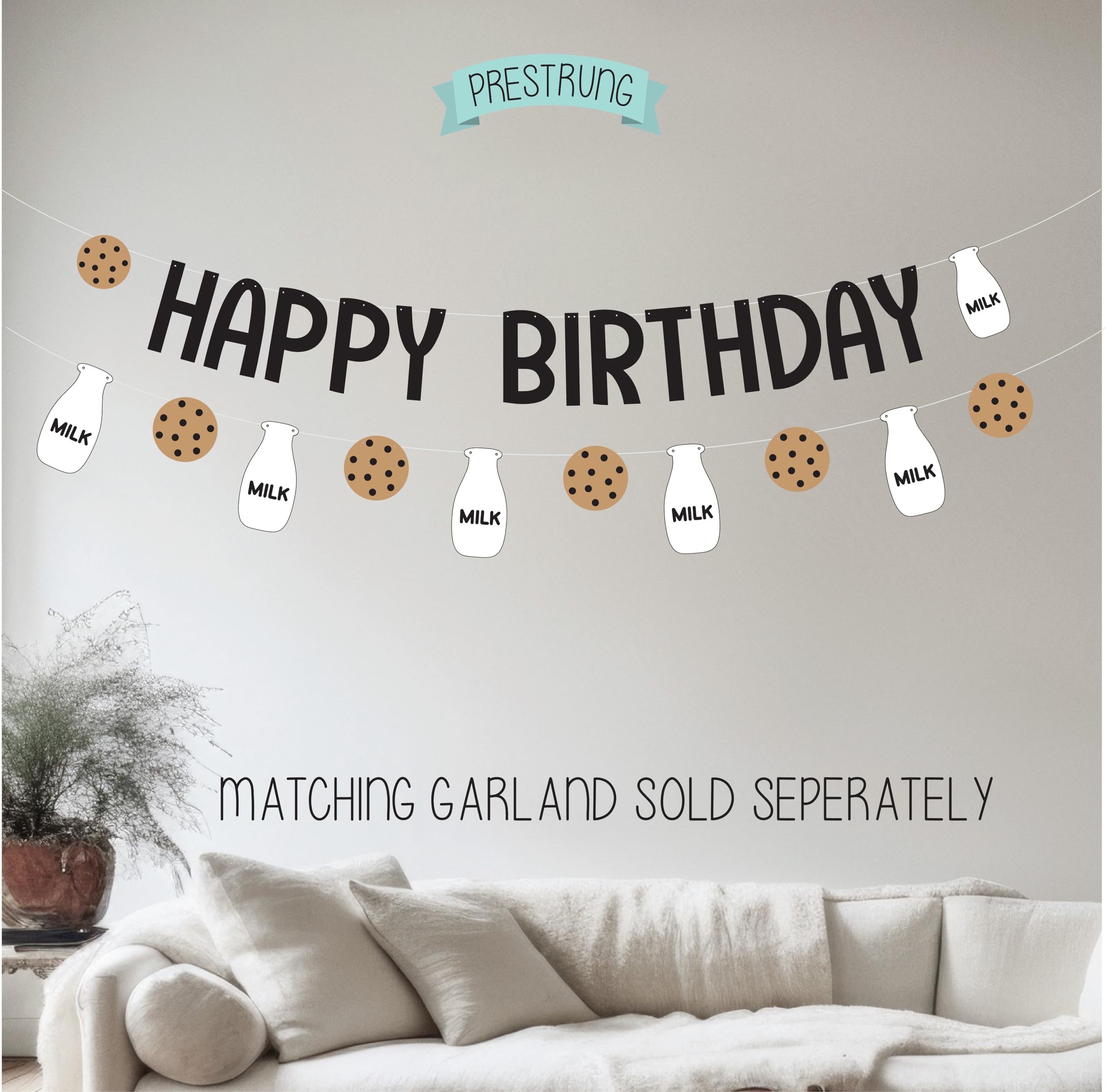 Premium Milk and Cookies Birthday Banner - Elegant Cookies and Milk Party Decorations for Baby Showers, Kids Birthdays & Themed Celebrations
