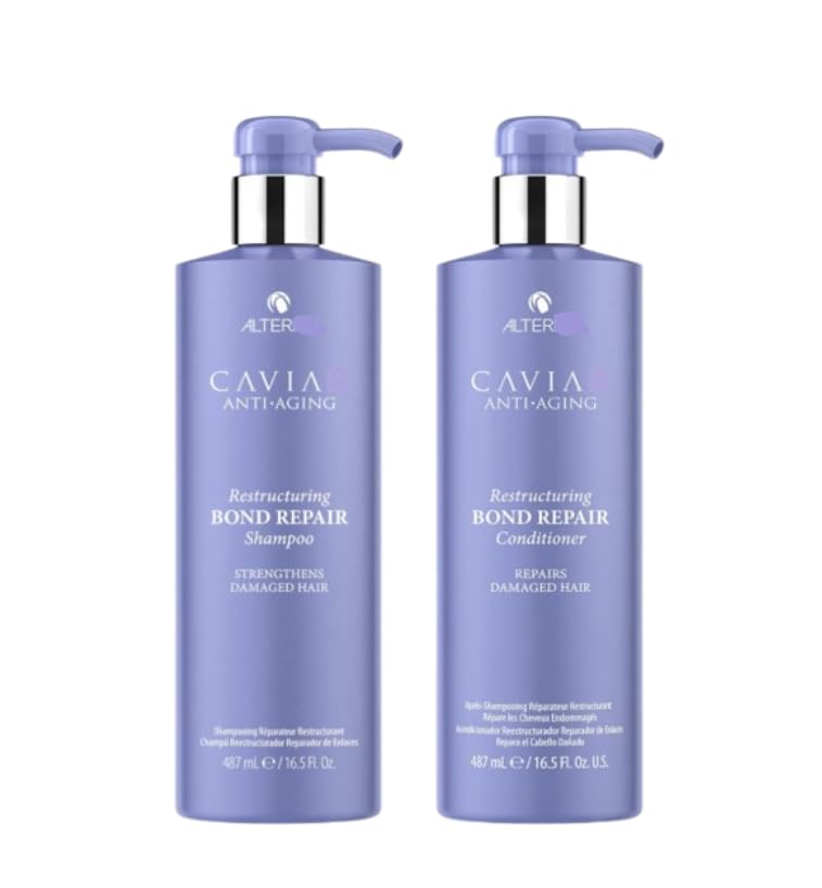 Best Anti-Aging Hair Repair Shampoo & Conditioner Set for Damaged Hair - 16.5 Oz Bond Restructuring Treatment with Keratin & Argan Oil - Perfect for Color-Treated, Bleached or Chemically Processed Hair
