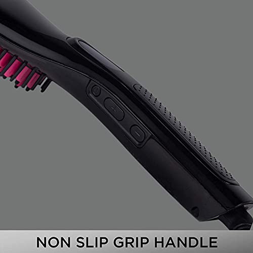 PT Electric Comb Brush 3-in-1 Ceramic Fast Hair Straightener with LCD Screen & Temperature Control - Hair Straightening Brush for Women (Black) | Perfect for Home Use, Travel & Salon Styling