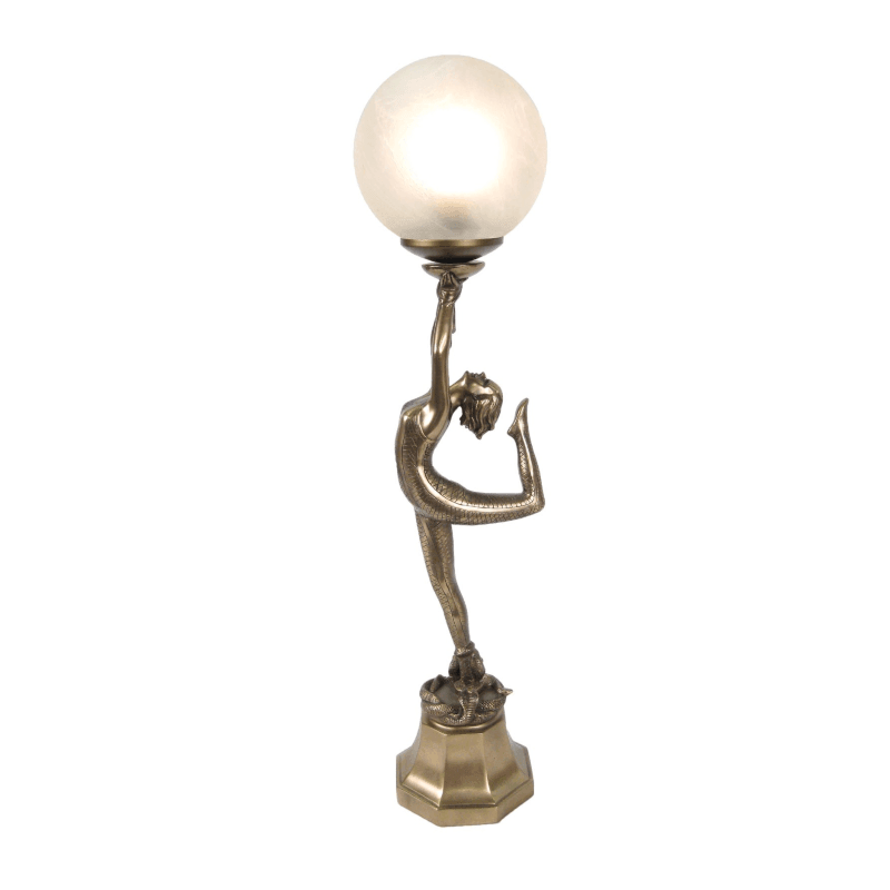 Vintage Art Deco Brass Figurine Lamp - Elegant Home Decor for Living Room, Bedroom & Office Lighting
