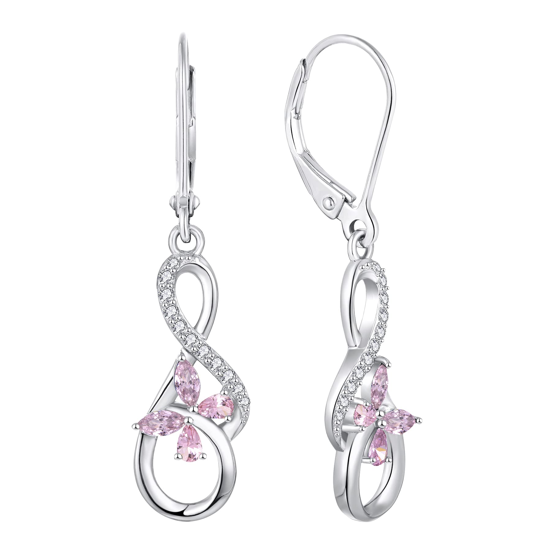 JO WISDOM 925 Sterling Silver Infinity Butterfly Dangle Drop Earrings for Women - AAA Cubic Zirconia Elegant Jewelry Gift for Birthday, Anniversary & Special Occasions