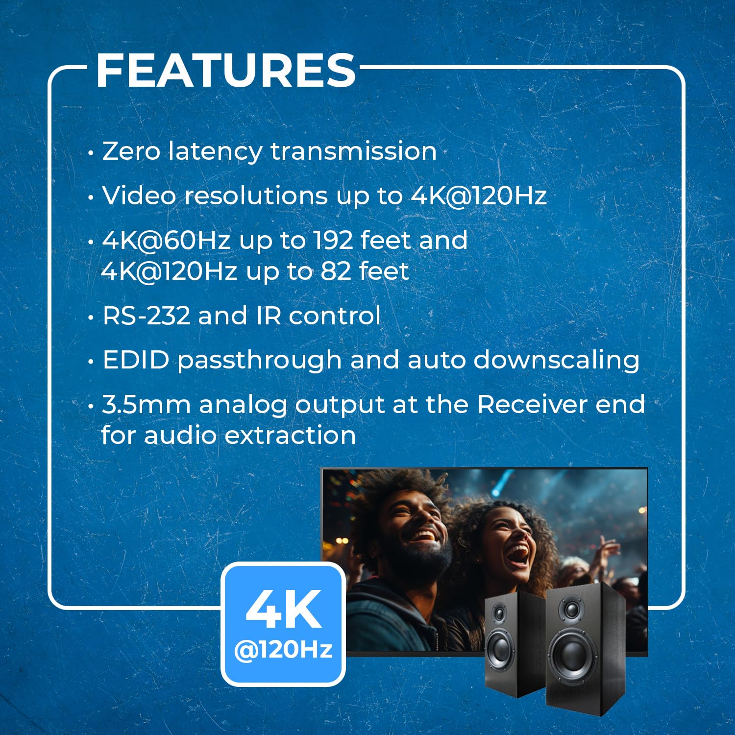 OREI 4K @ 120Hz HDMI Over Ethernet Extender Balun - UltraHD 4:4:4 HDR Transmission via Single CAT6/7 Cable (Up to 100ft) with IR & RS-232 Control, Audio L/R Output - Perfect for Home Theater, Gaming & Professional AV Setups (UHD-EX120HZ-K)