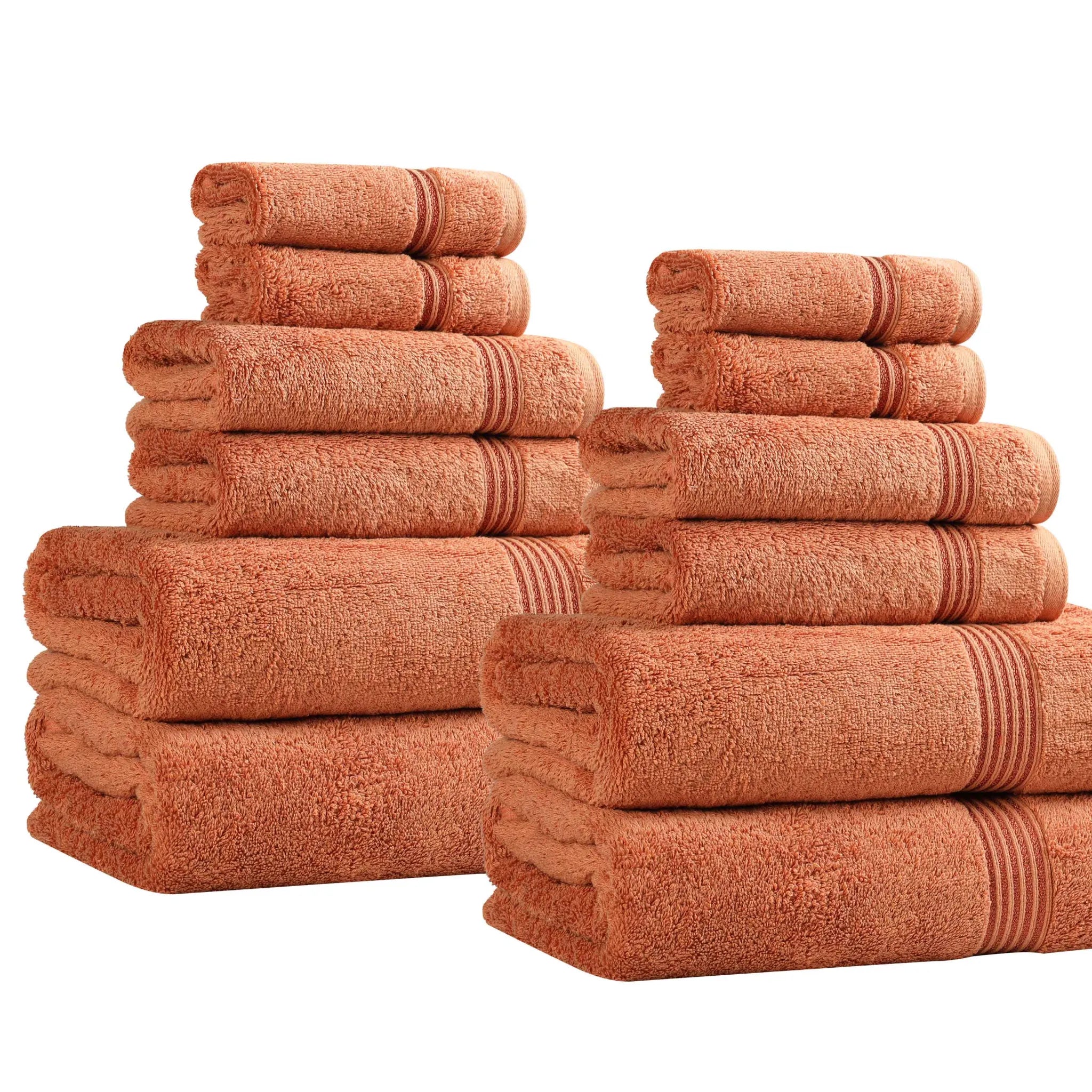 Premium 12-Piece Egyptian Cotton Towel Set - Ultra Soft, Highly Absorbent Bath & Beach Towels for Luxury Spa, Hotel, and Home Use